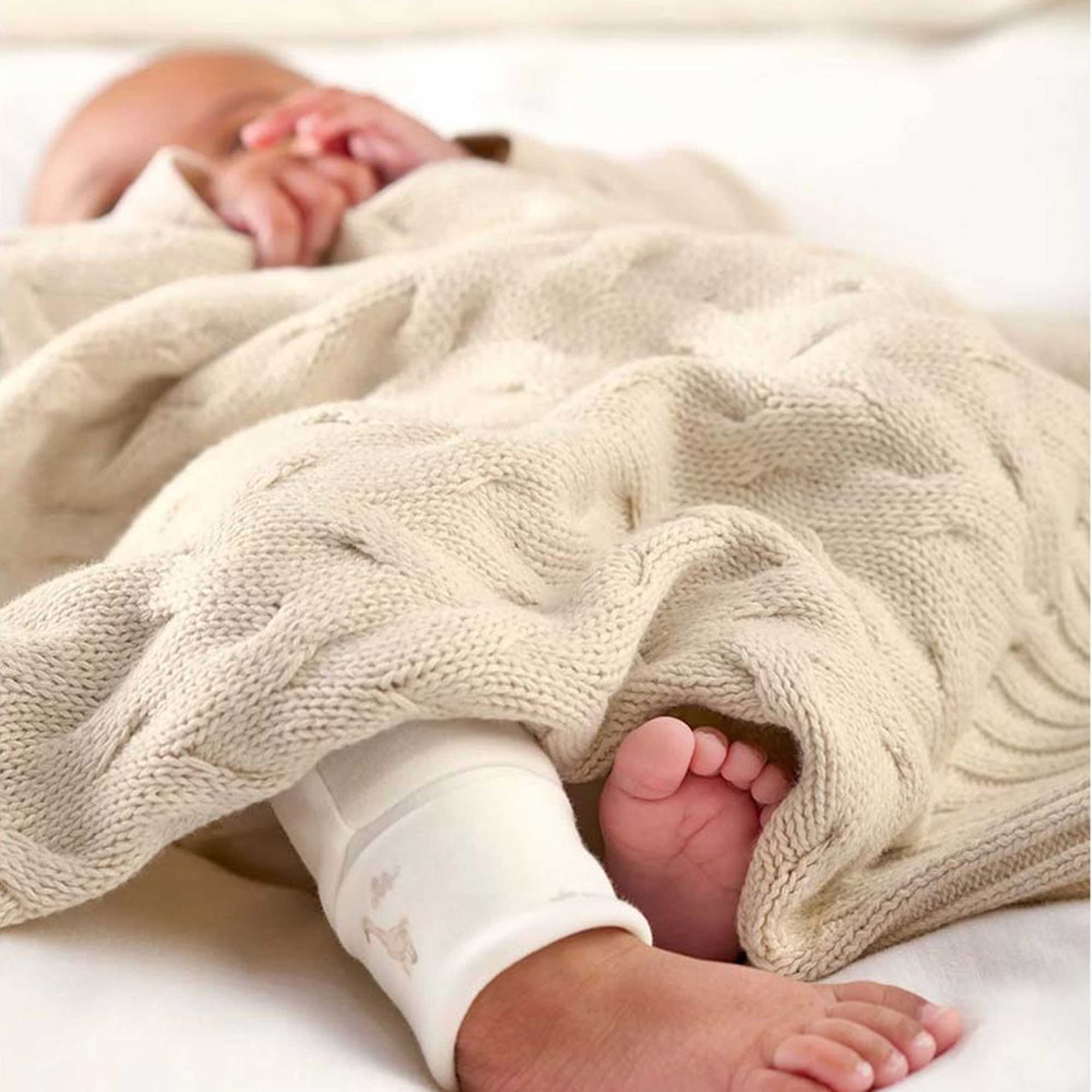 Mamas & Papas cot & cot bed blankets Mamas & Papas Knitted Blanket - Duckling Cable 7883RE400