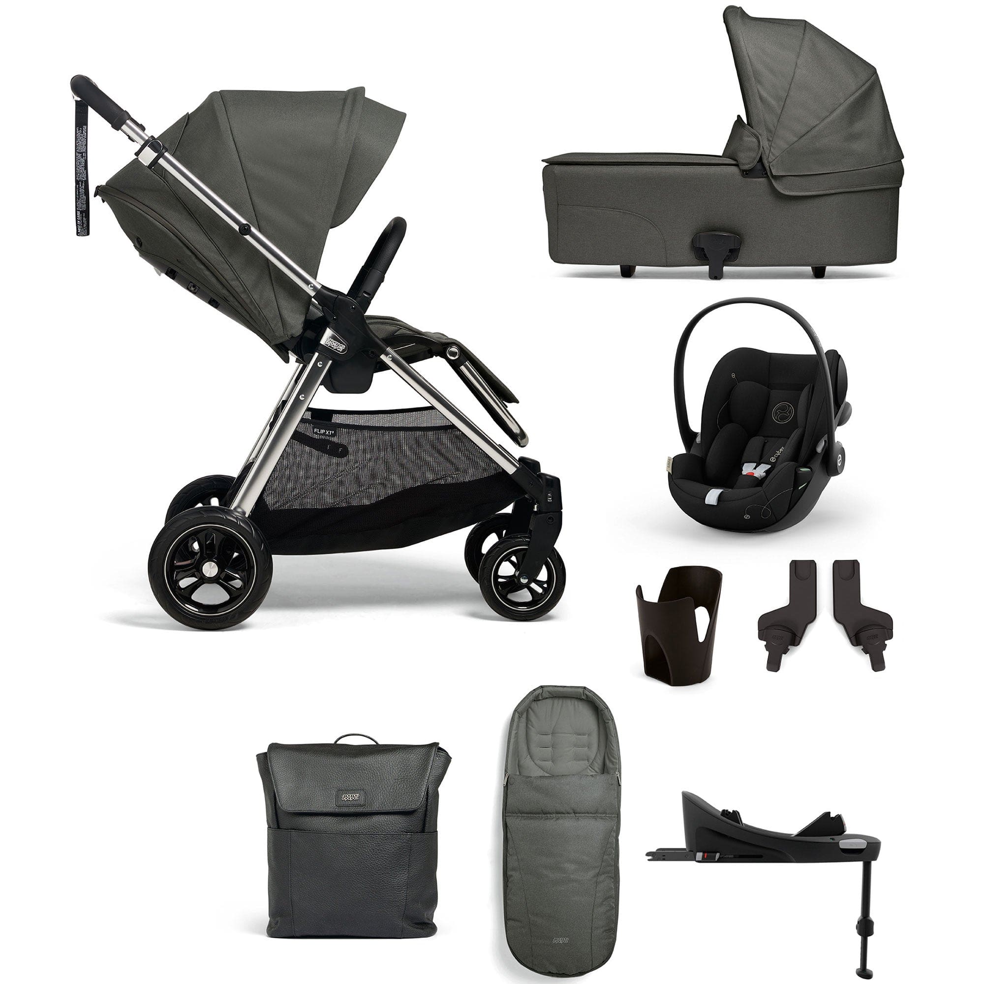 Mamas & Papas Travel Systems Mamas & Papas Flip XT³ 8 Piece Essentials Bundle with Car Seat - Harbour Grey 61951HB00