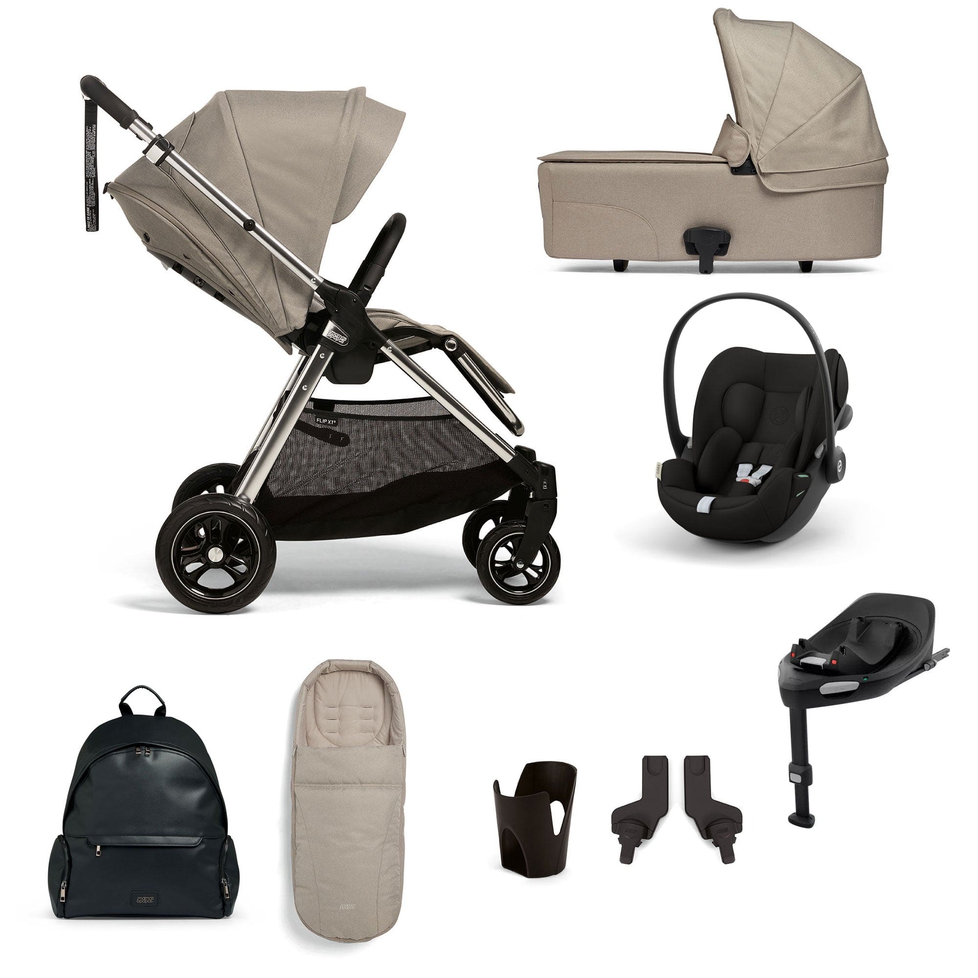 Mamas & Papas travel systems Mamas & Papas Flip XT³ 8 Piece Essentials Bundle with Car Seat - Fawn