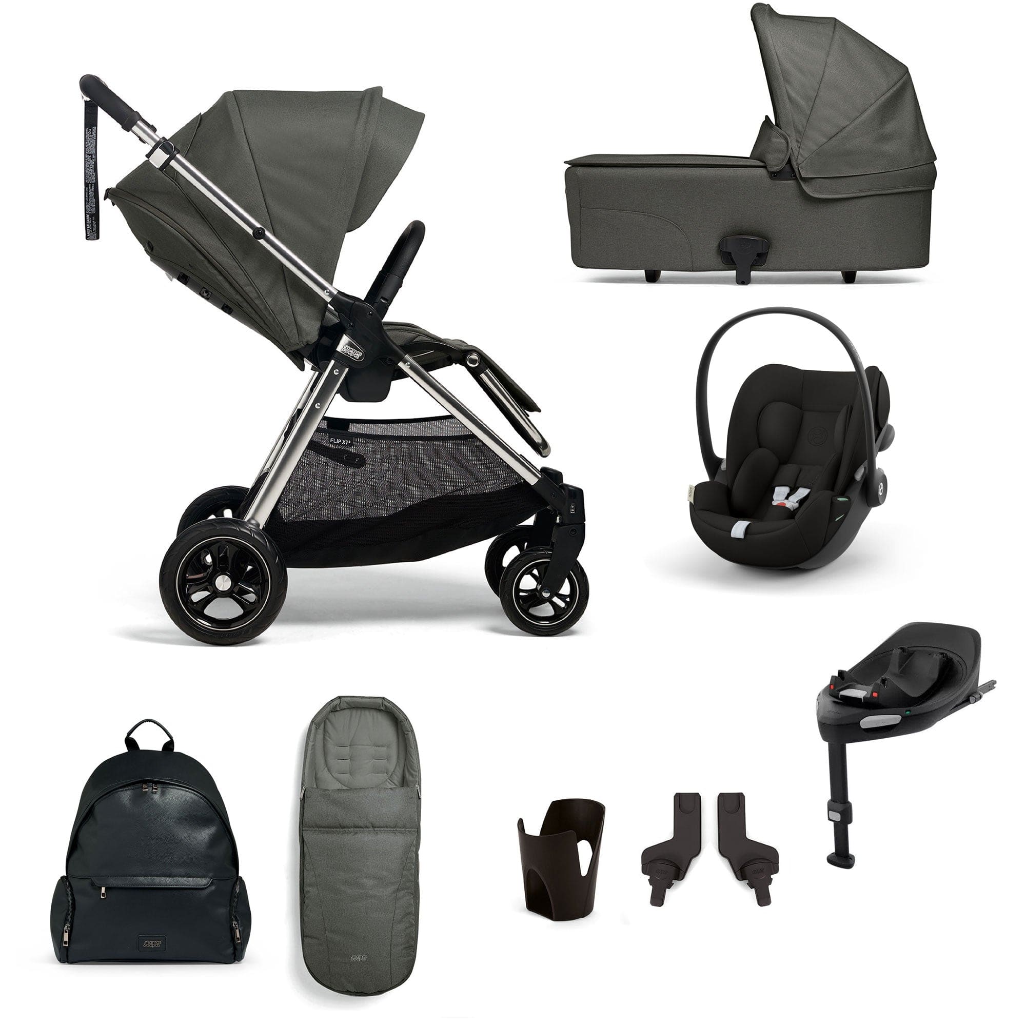 Mamas & Papas travel systems Mamas & Papas Flip XT³ 8 Piece Essentials Bundle with Car Seat - Harbour Grey 61951HB00