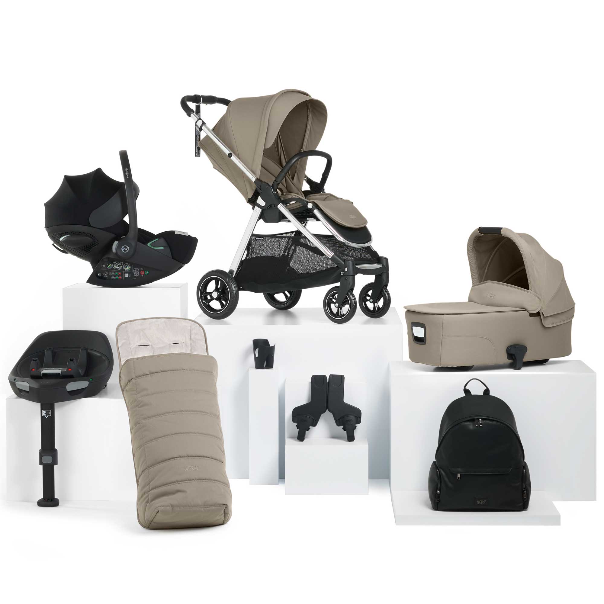 Mamas & Papas travel systems Mamas & Papas Flip XT³ 8 Piece Essentials Bundle with Car Seat - Sage Grey