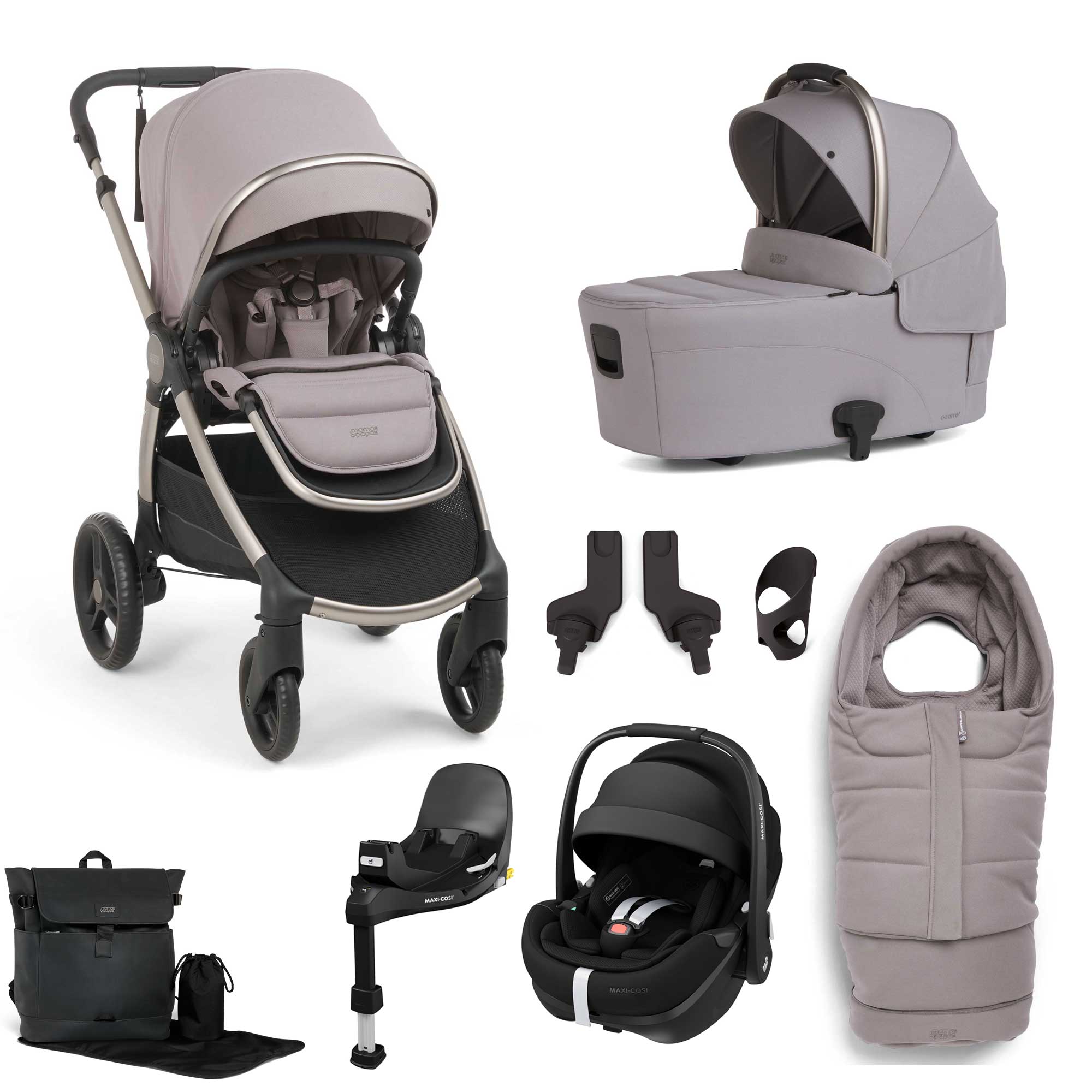 Mamas & Papas travel systems Mamas & Papas Ocarro 2 Complete 8 Piece Maxi-Cosi Bundle in Moonstone Grey