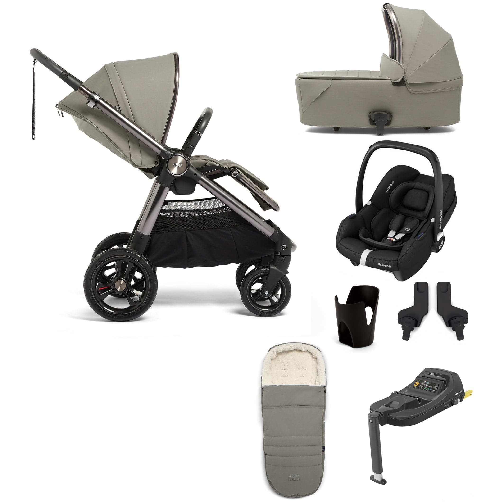 Mamas & Papas travel systems Mamas & Papas Ocarro 6/7-Piece Complete Cabriofix Kit - Everest 18681-EVE-1