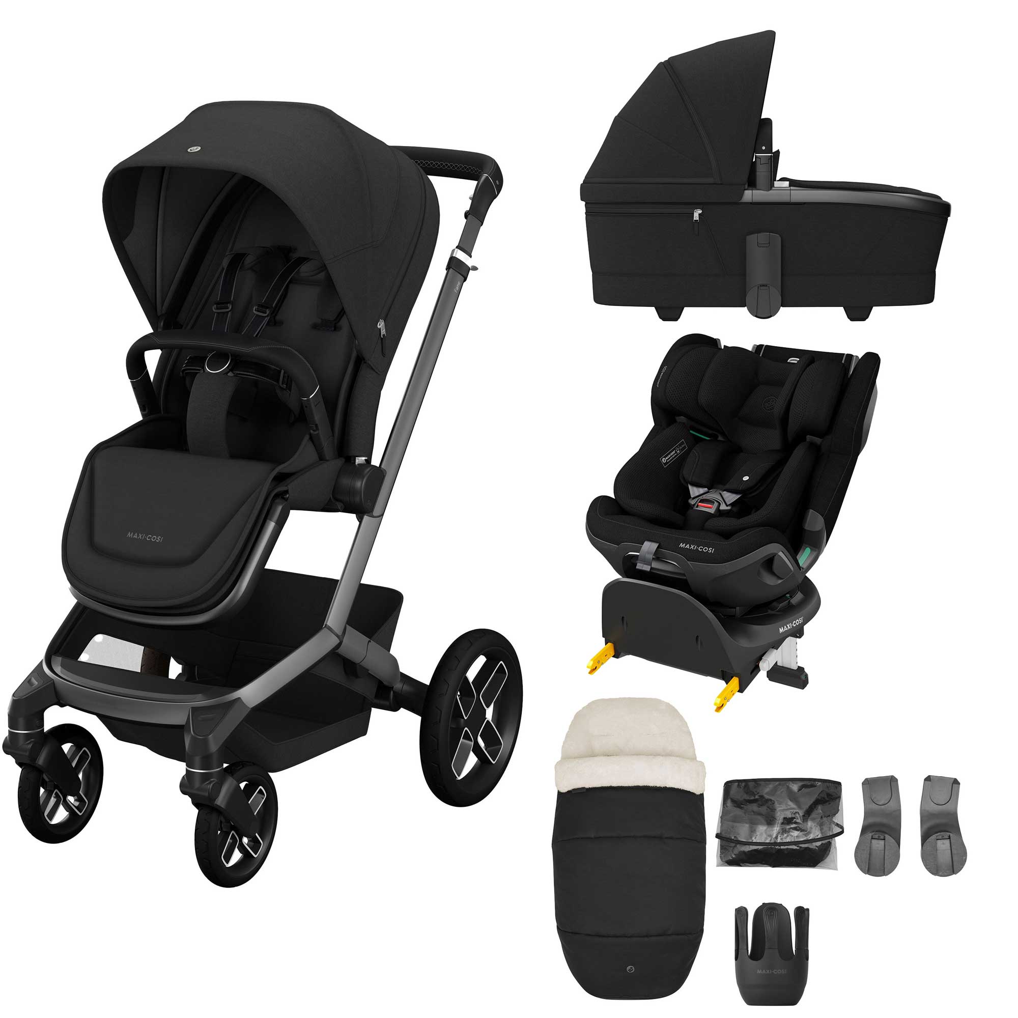 Maxi-Cosi baby prams Maxi-Cosi FAME 9 Piece Emerald 360 pro 2 Bundle in Twillic Black KF10000127