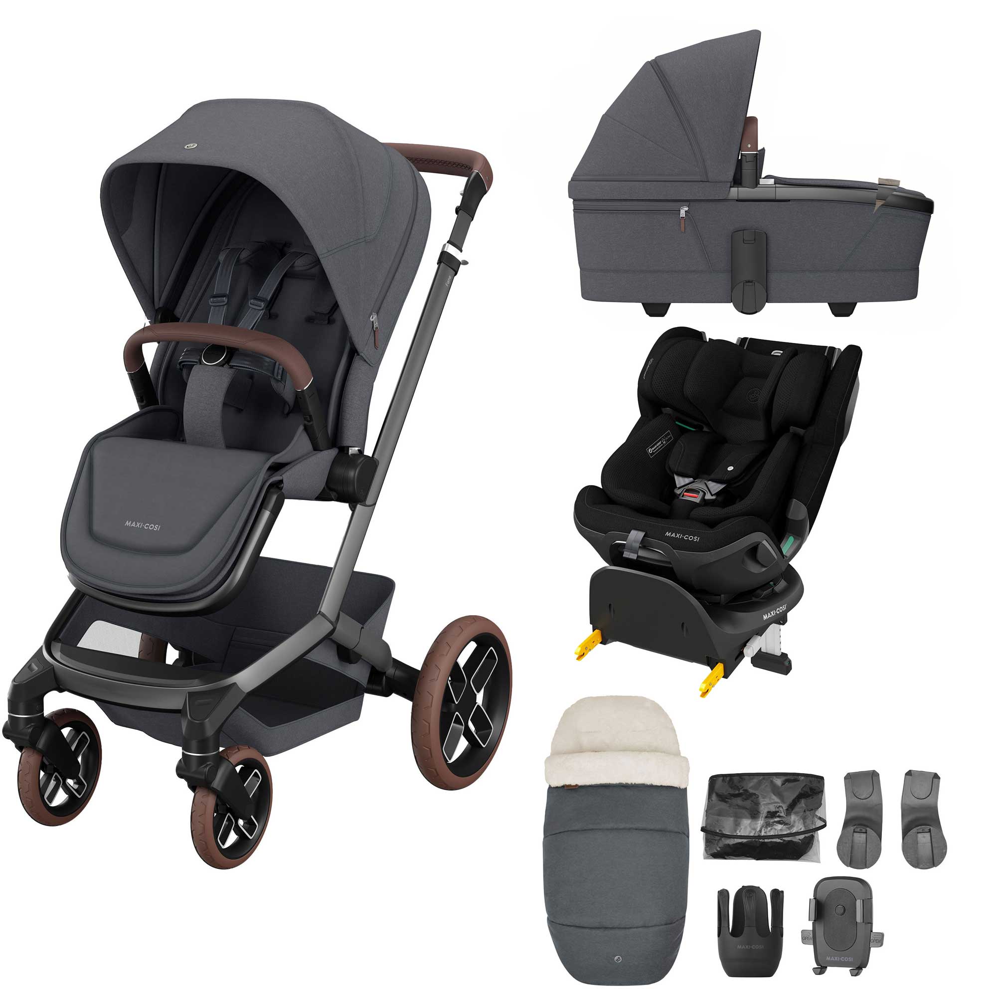 Maxi-Cosi baby prams Maxi-Cosi FAME 9 Piece Emerald 360 pro 2 Bundle in Twillic Graphite KF10000128