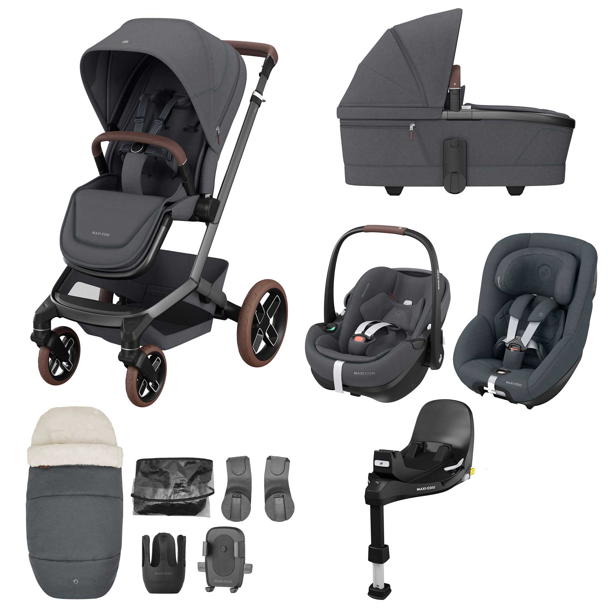 Maxi-Cosi travel systems Maxi-Cosi FAME 10 Piece Premium Family 360 Pro Bundle in Twillic Graphite KF10000132