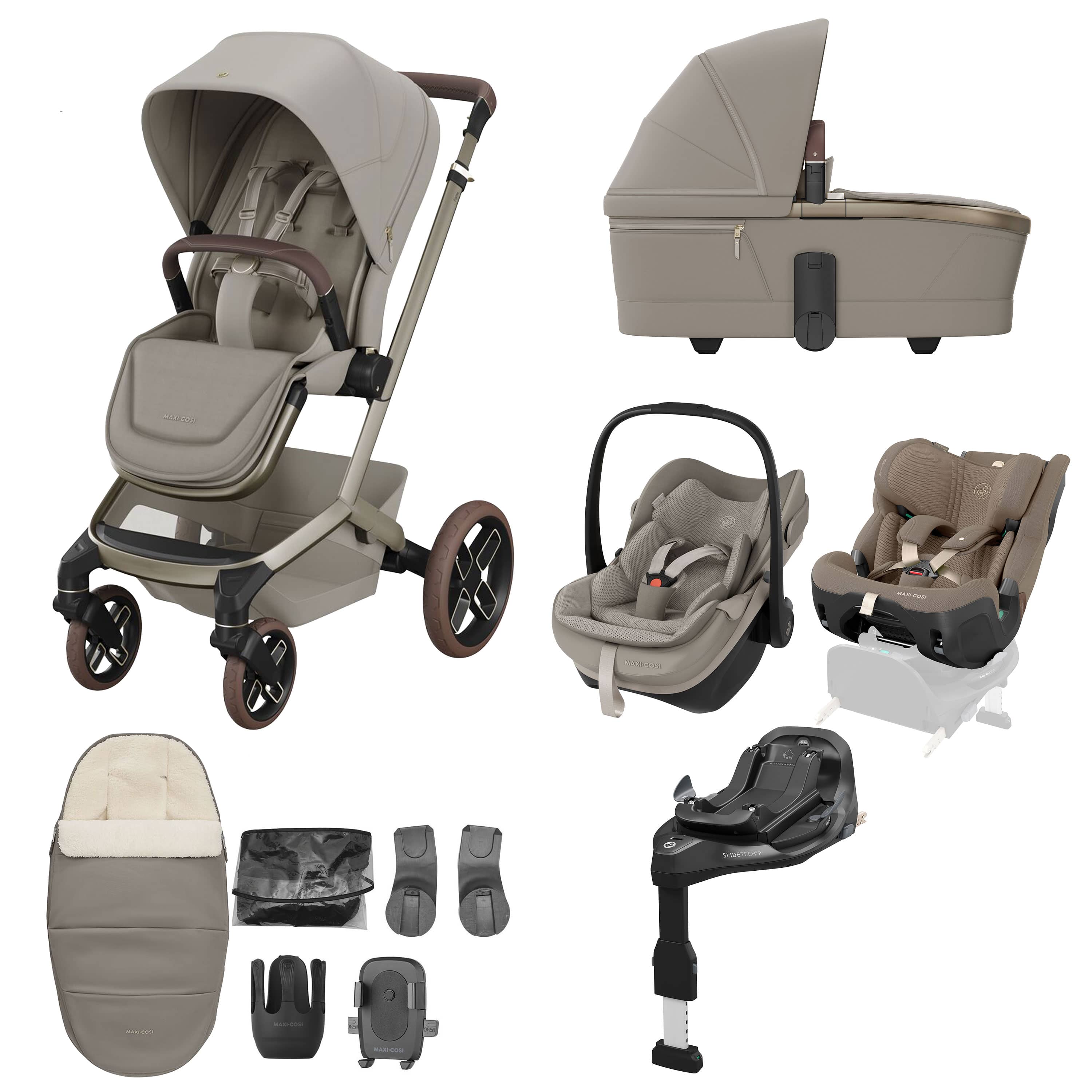 Maxi-Cosi travel systems Maxi-Cosi Fame 10 Piece Premium Family XL Bundle - Oak Truffle KF10000241