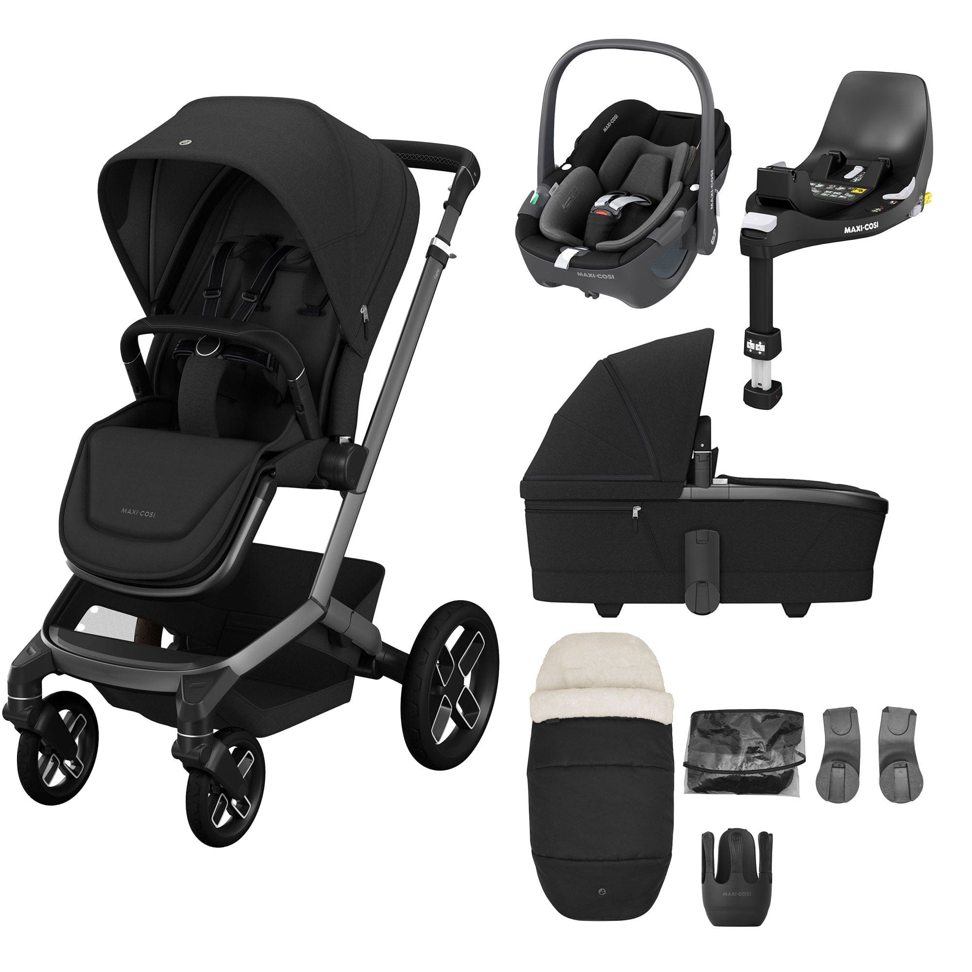 Maxi-Cosi travel systems Maxi-Cosi FAME 8 Piece Complete Travel System in Twillic Black KF64700000