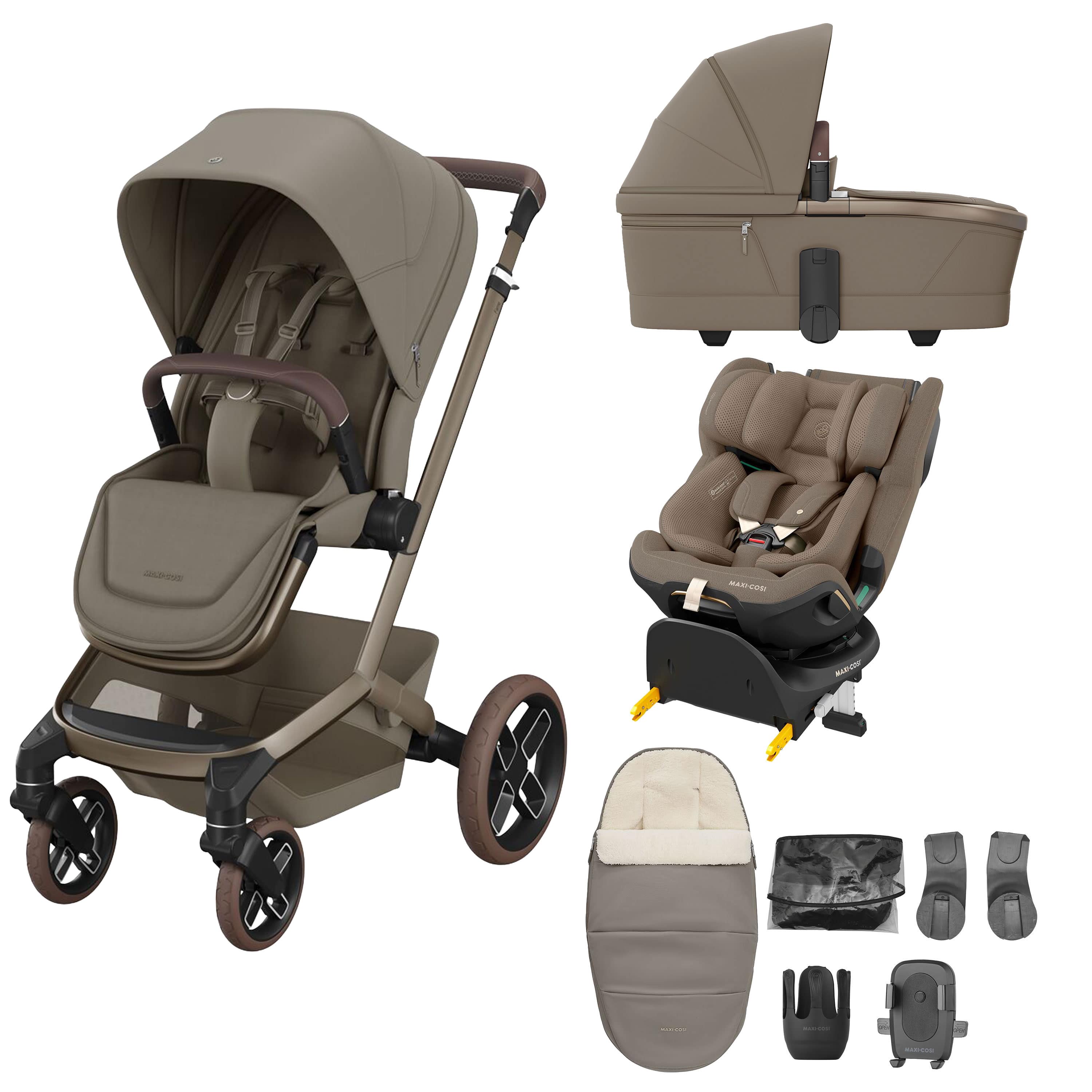 Maxi-Cosi travel systems Maxi-Cosi Fame 8 Piece Emerald 360 Pro Bundle - Oak Truffle KF10000234