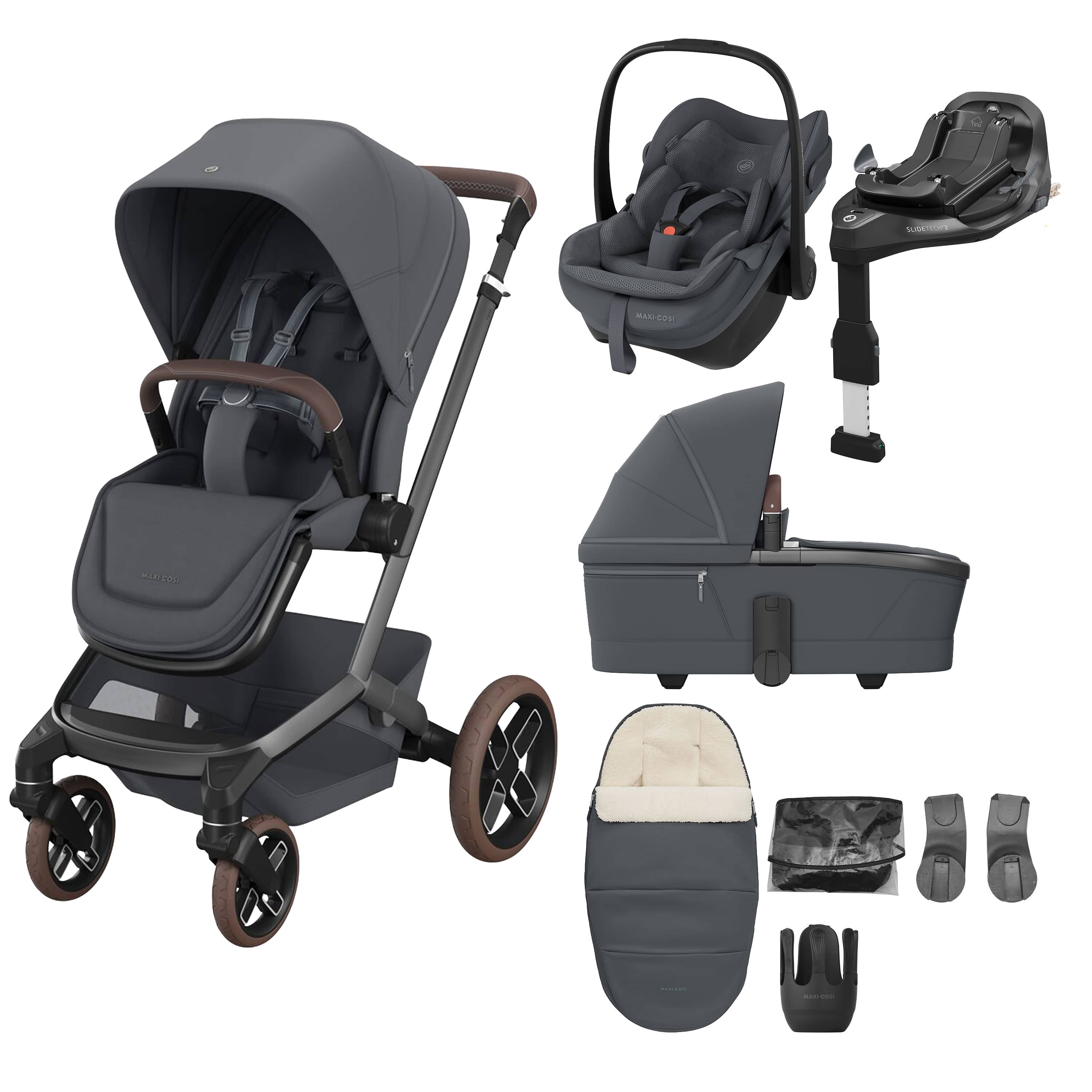 Maxi-Cosi travel systems Maxi-Cosi Fame 8 Piece Premium Bundle - Moon Graphite KF10000235