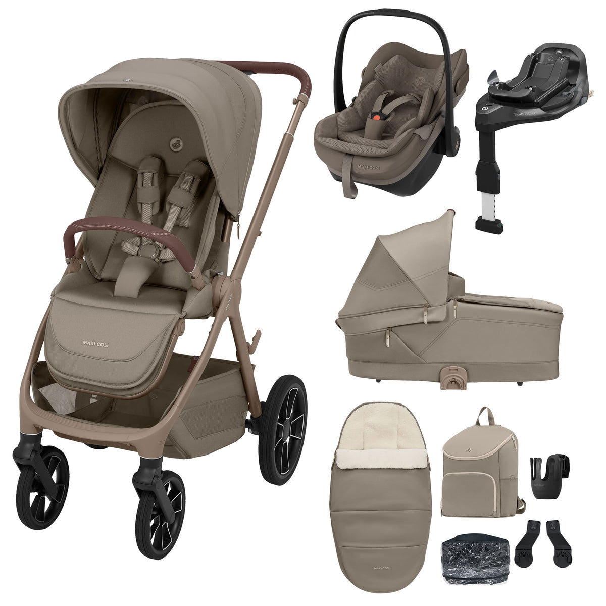Maxi-Cosi travel systems Maxi-Cosi Oxford+ 9pc Premium Travel System - Oak Truffle KF10000170