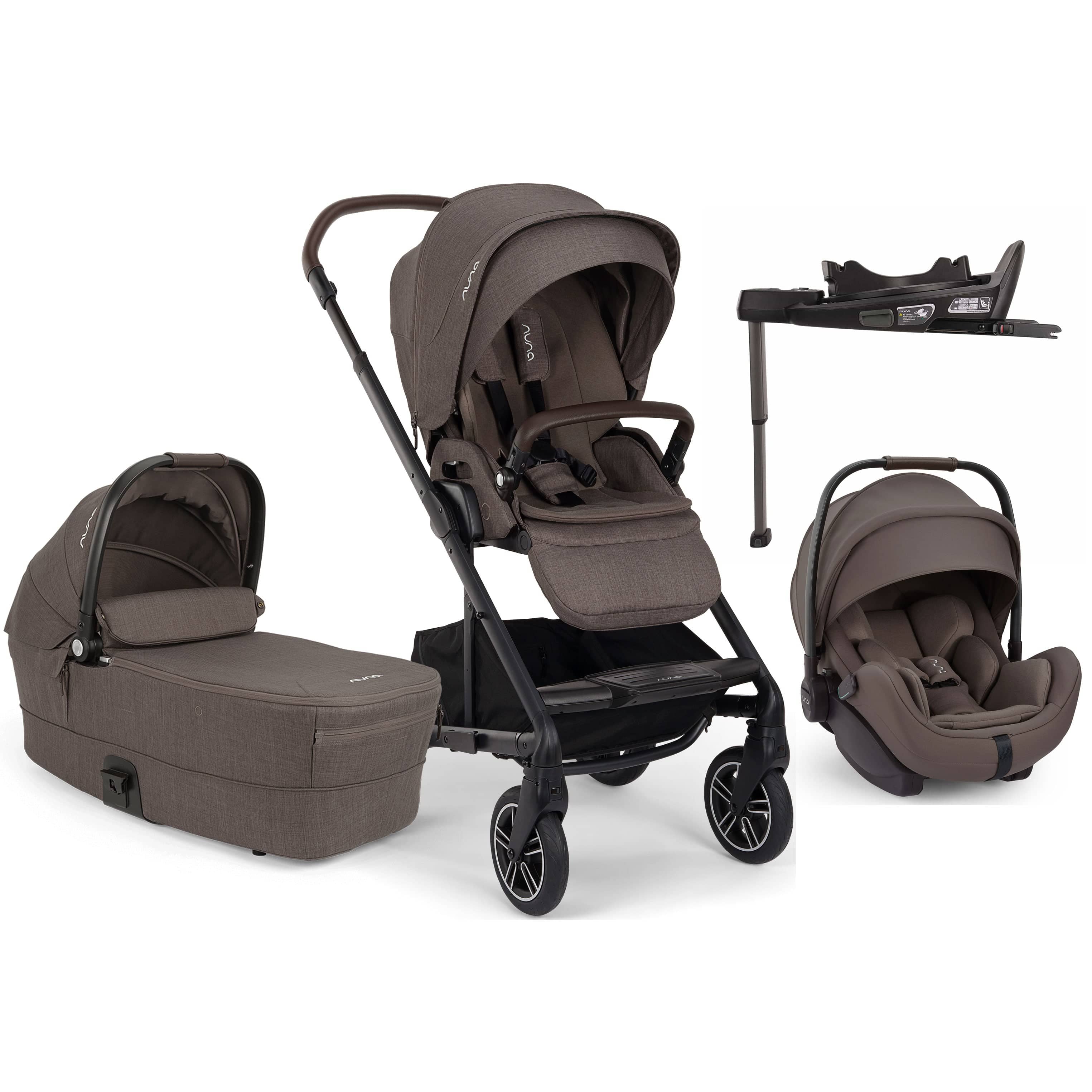 Nuna travel systems Nuna MIXX Next & ARRA Flex & BASE Curv Bundle - Chestnut Z2BNMIXX1055UK