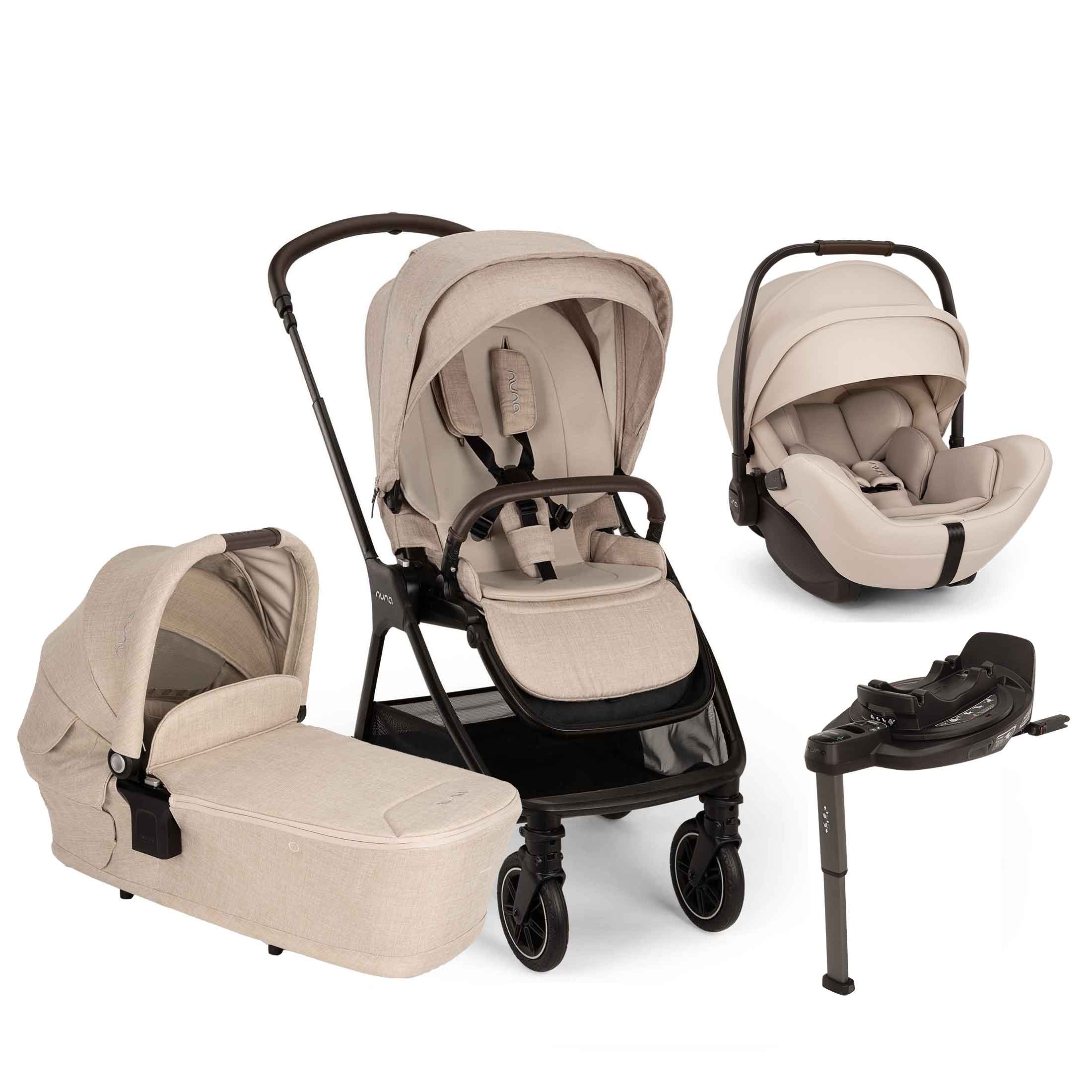 Nuna travel systems Nuna TRIV Next & ARRA Flex & BASE Curv Bundle - Biscotti Z2BNTRIV1041UK