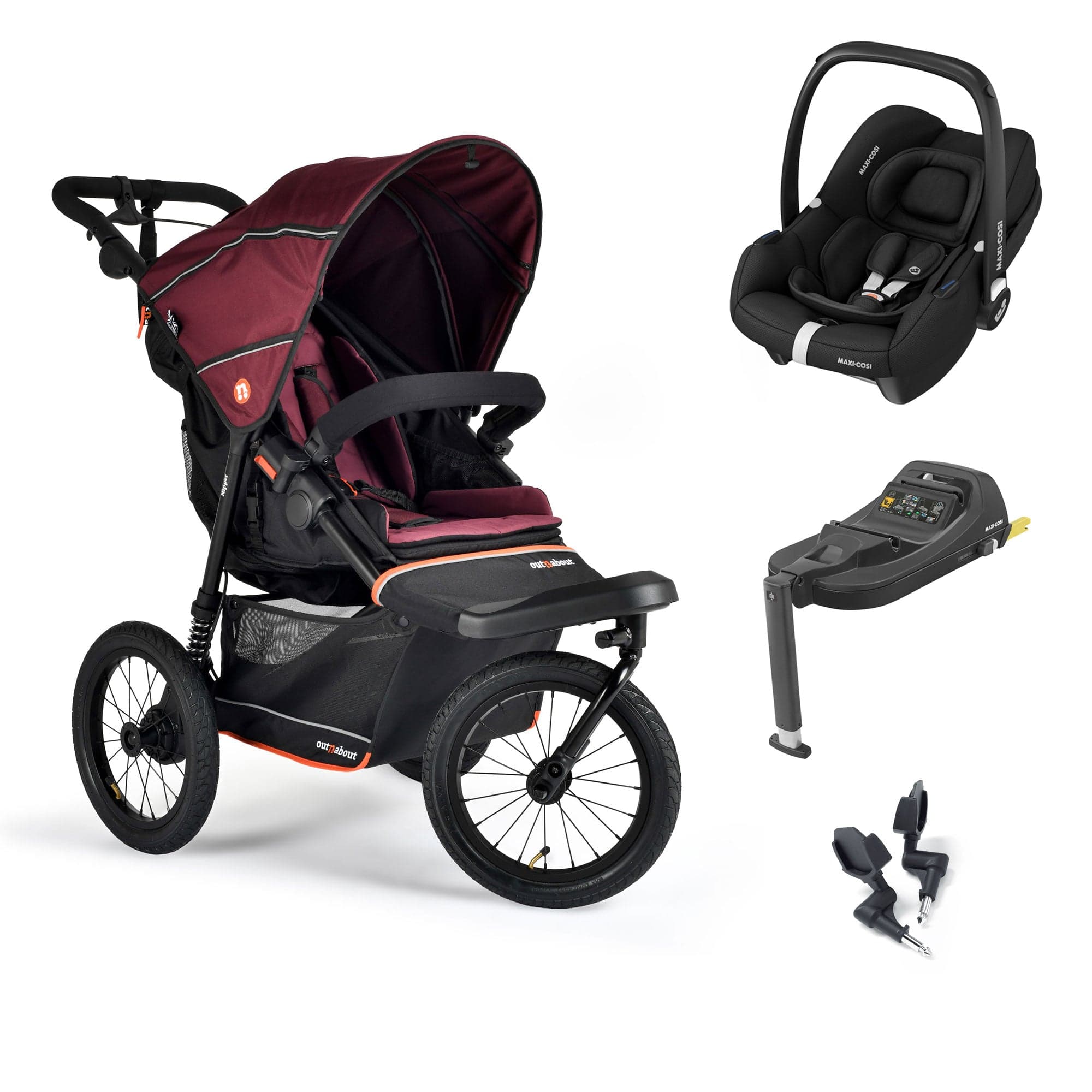 Out n About travel systems Out n About Nipper V6 Plus Travel System - Brambleberry Red 21331-MC-CAB-BB