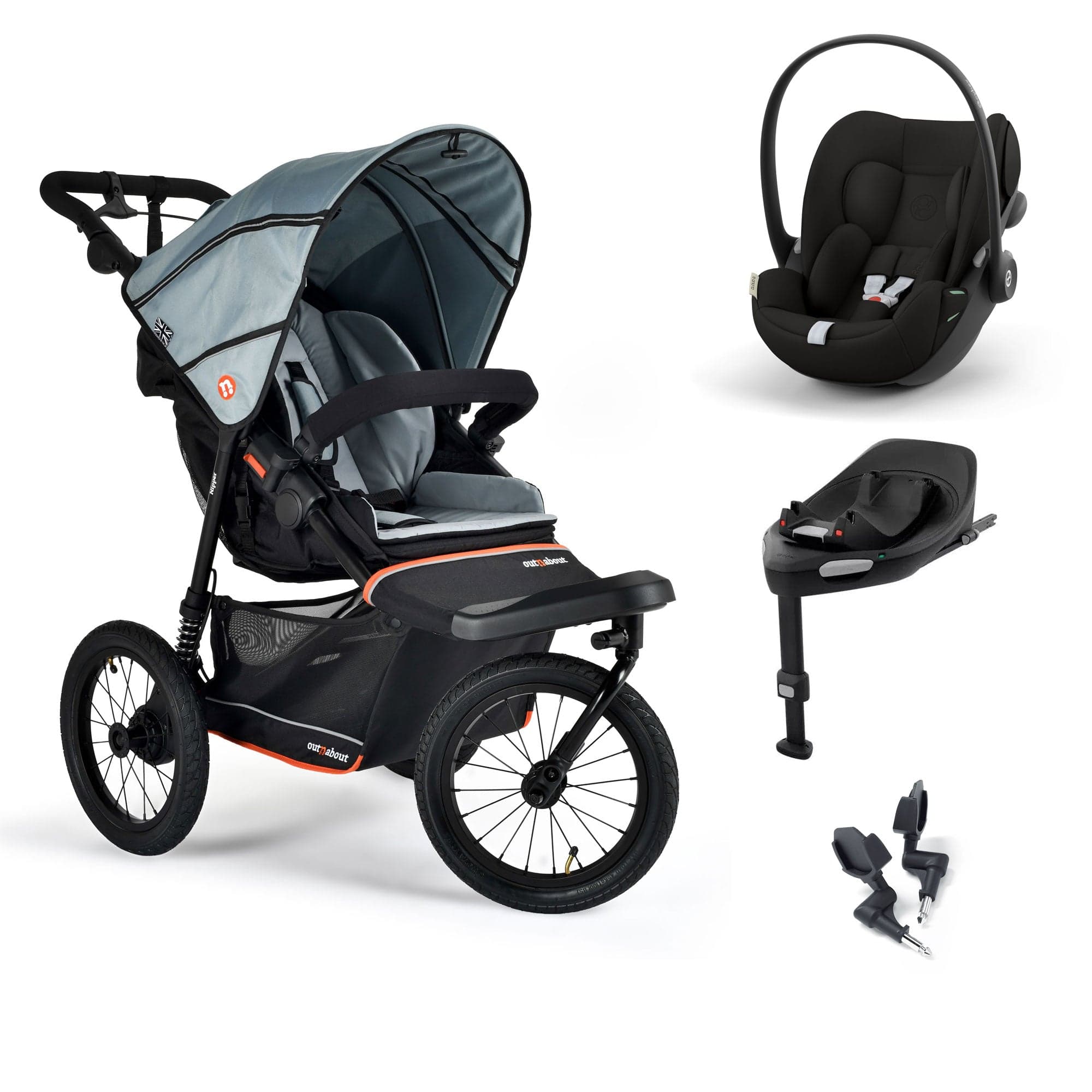 Out n About travel systems Out n About Nipper V6 Plus Travel System - Rock Salt Grey