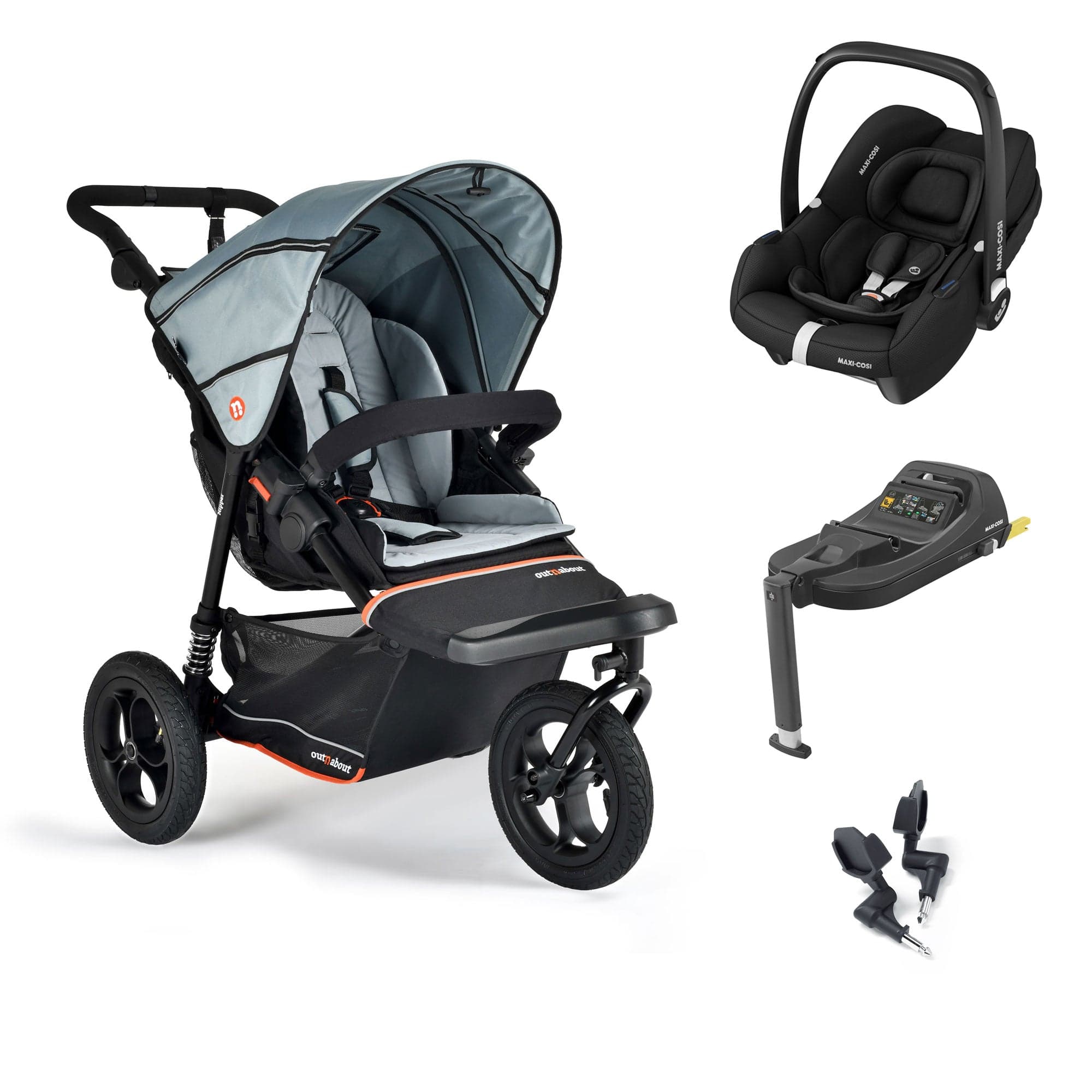 Out n About travel systems Out n About Nipper V6 Travel System - Rock Salt Grey 21321-MC-CAB-RG