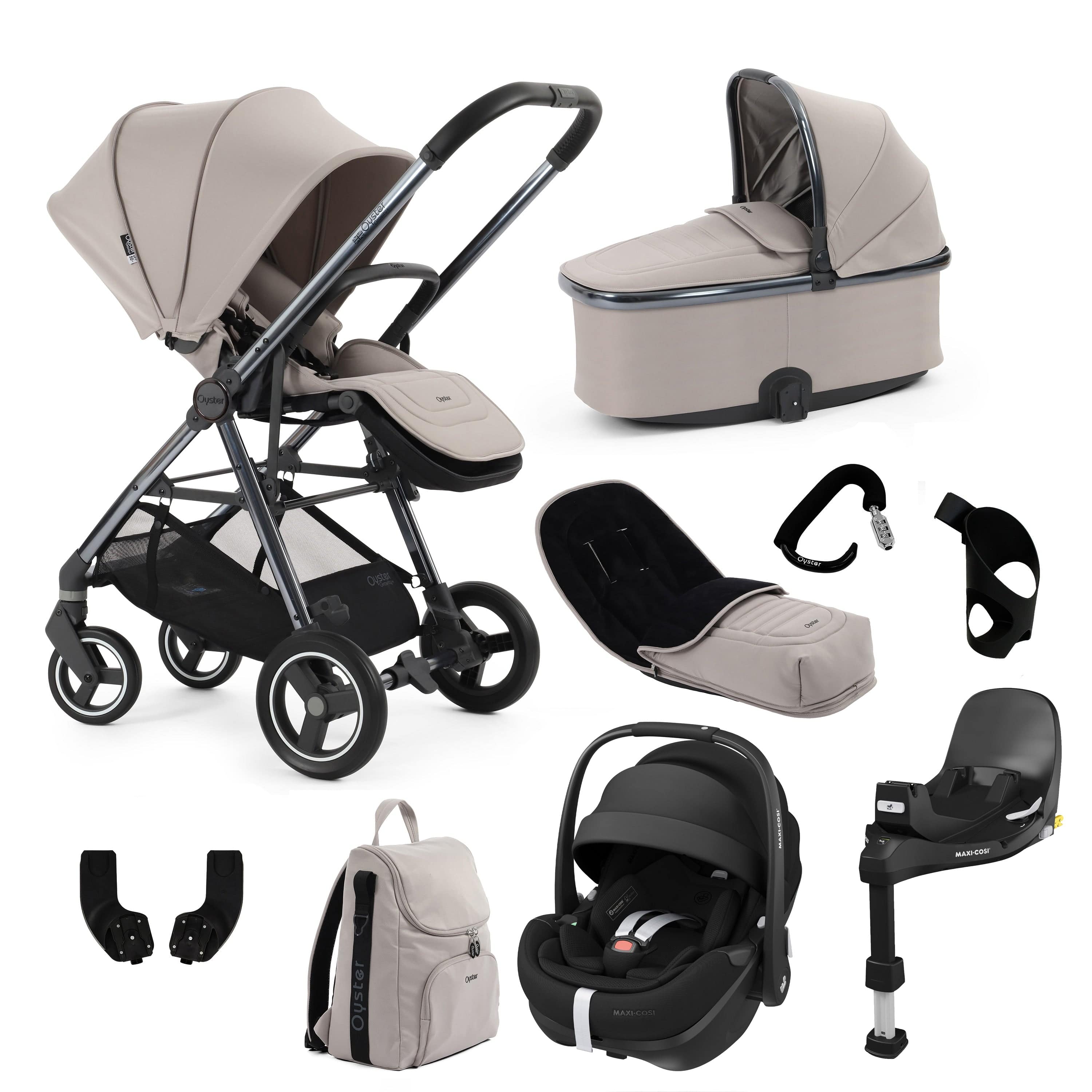Oyster baby prams BabyStyle Oyster Gravity+ 9 Piece Bundle - Stone 17940-STO-2