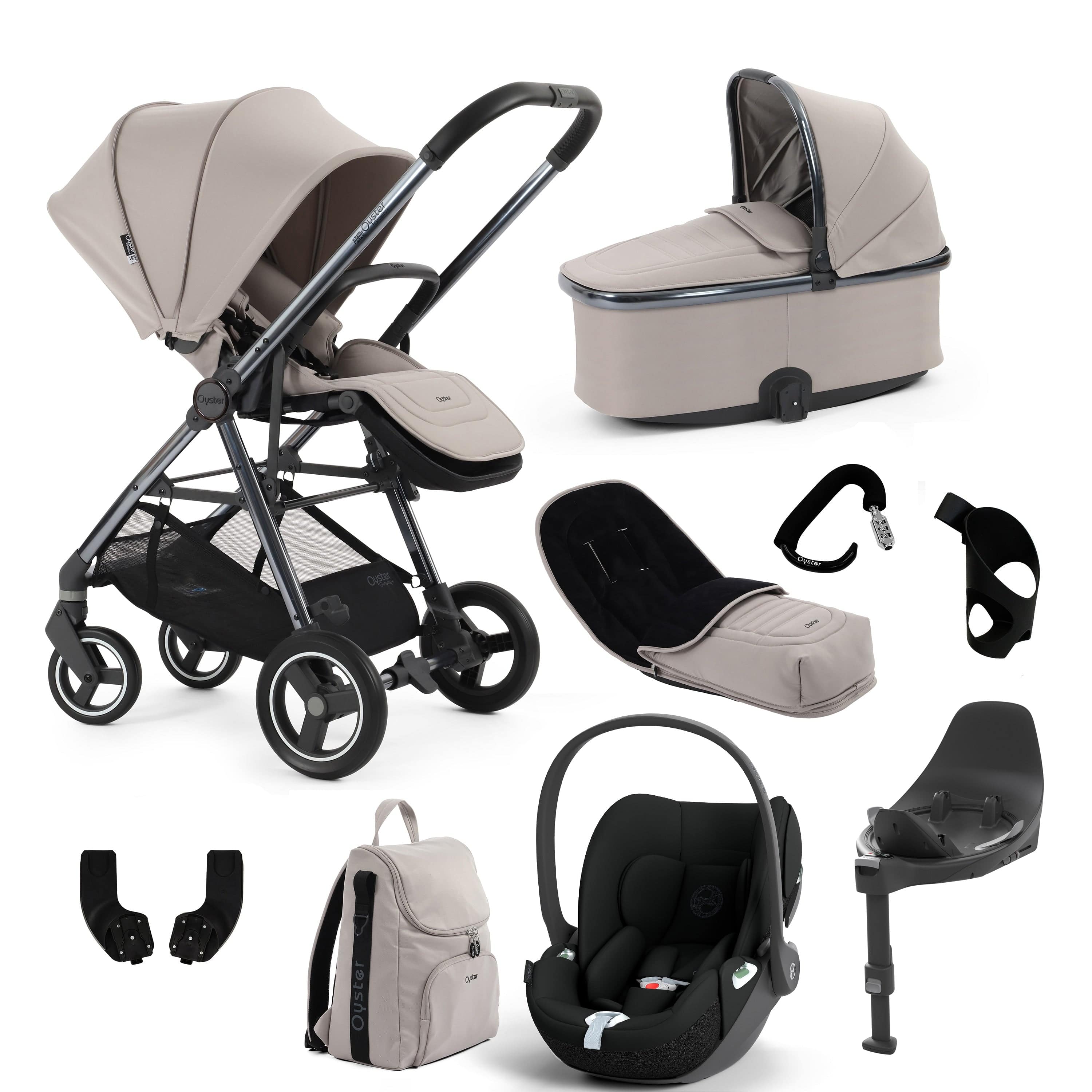 Oyster baby prams BabyStyle Oyster Gravity+ 9 Piece Bundle - Stone 17940-STO-3