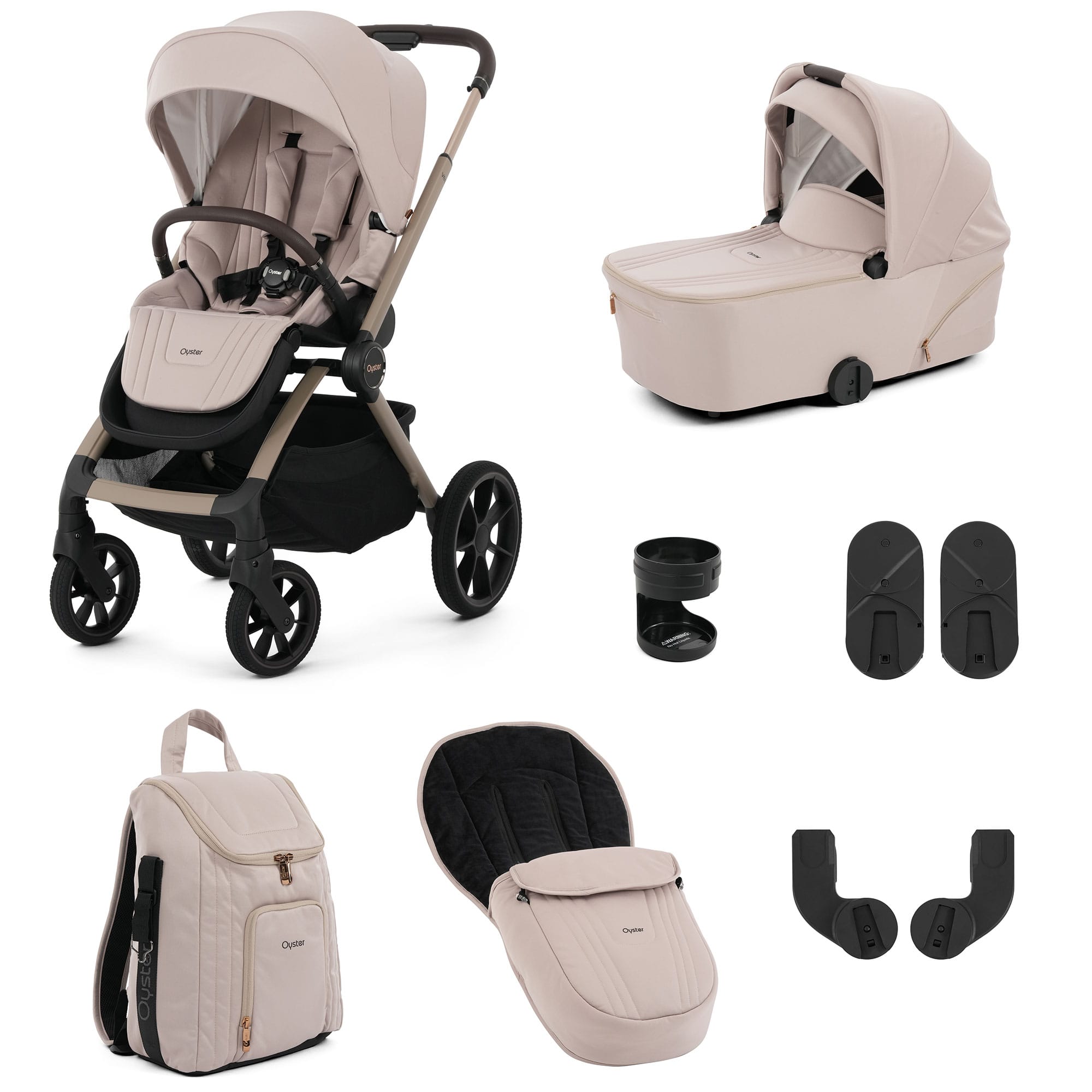 Oyster baby prams Oyster Vee Stroller & Carrycot Bundle - Vanilla OVSUVA