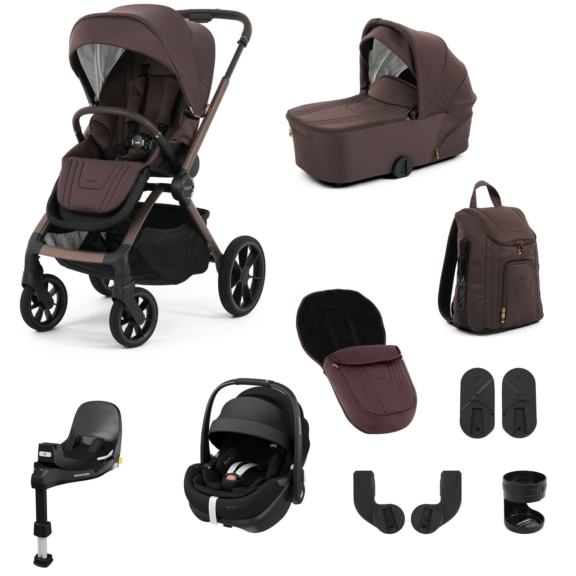 Oyster baby prams Oyster Vee Travel System Bundle - Chocolate OYS-VEE-CHO-PV2