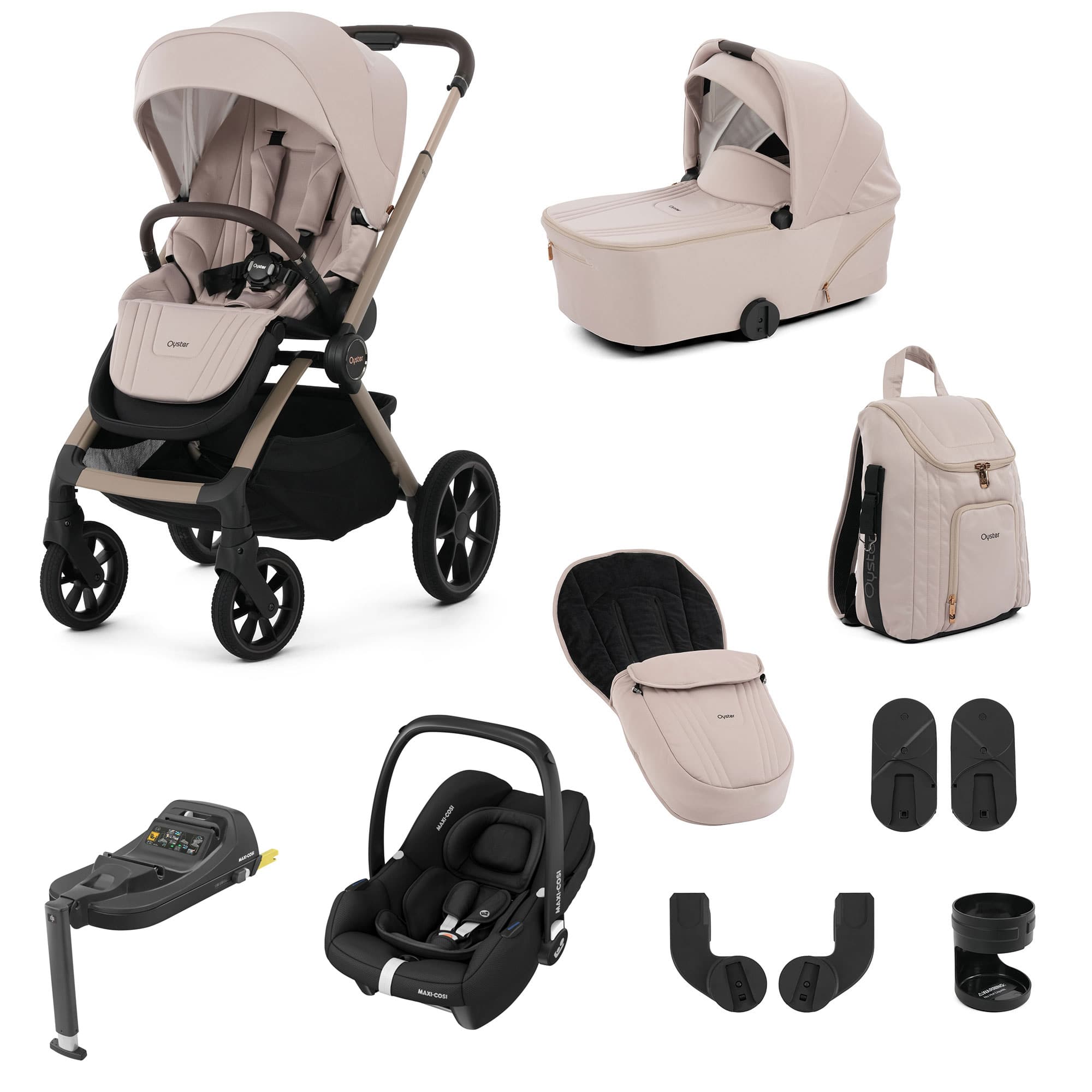 Oyster baby prams Oyster Vee Travel System Bundle - Vanilla OYS-VEE-VAN-CAB