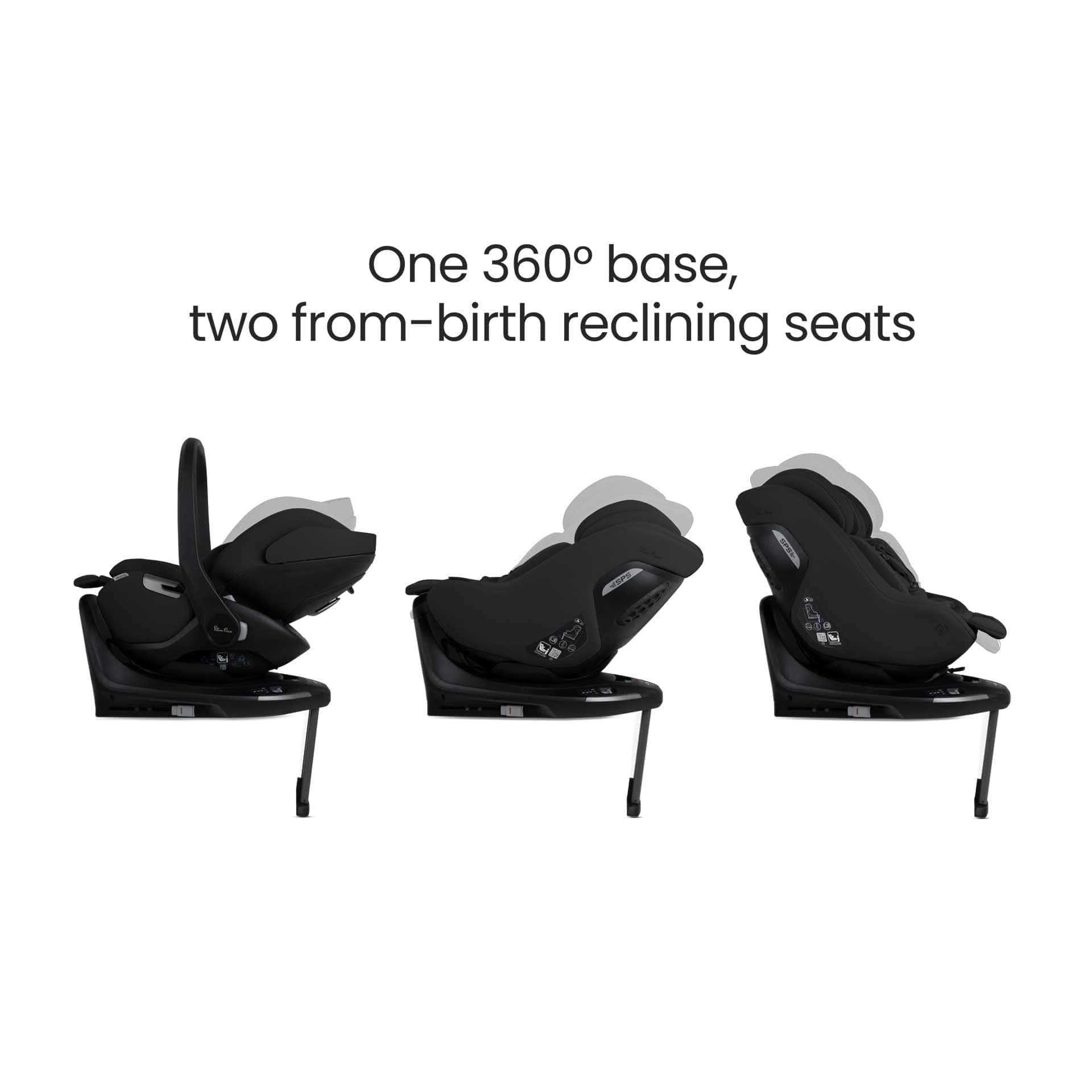 Silver Cross baby car seats Silver Cross Plus 360 Family Bundle - Iconic Black 19162-GL-AP-IB