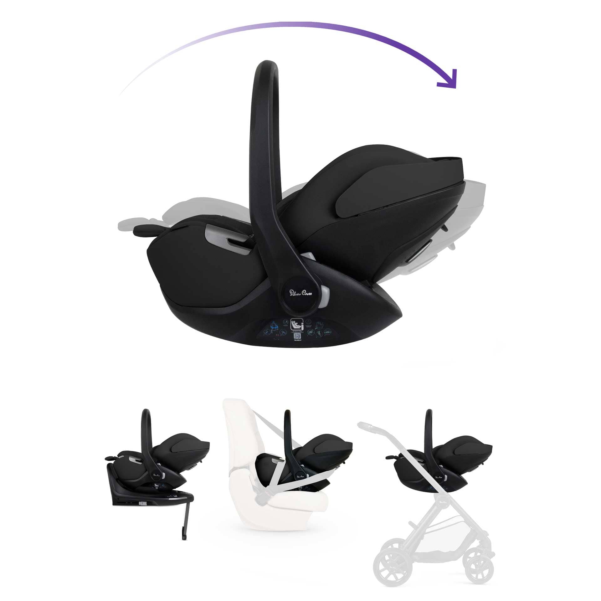Silver Cross baby car seats Silver Cross Plus 360 Family Bundle - Iconic Black 19162-GL-AP-IB