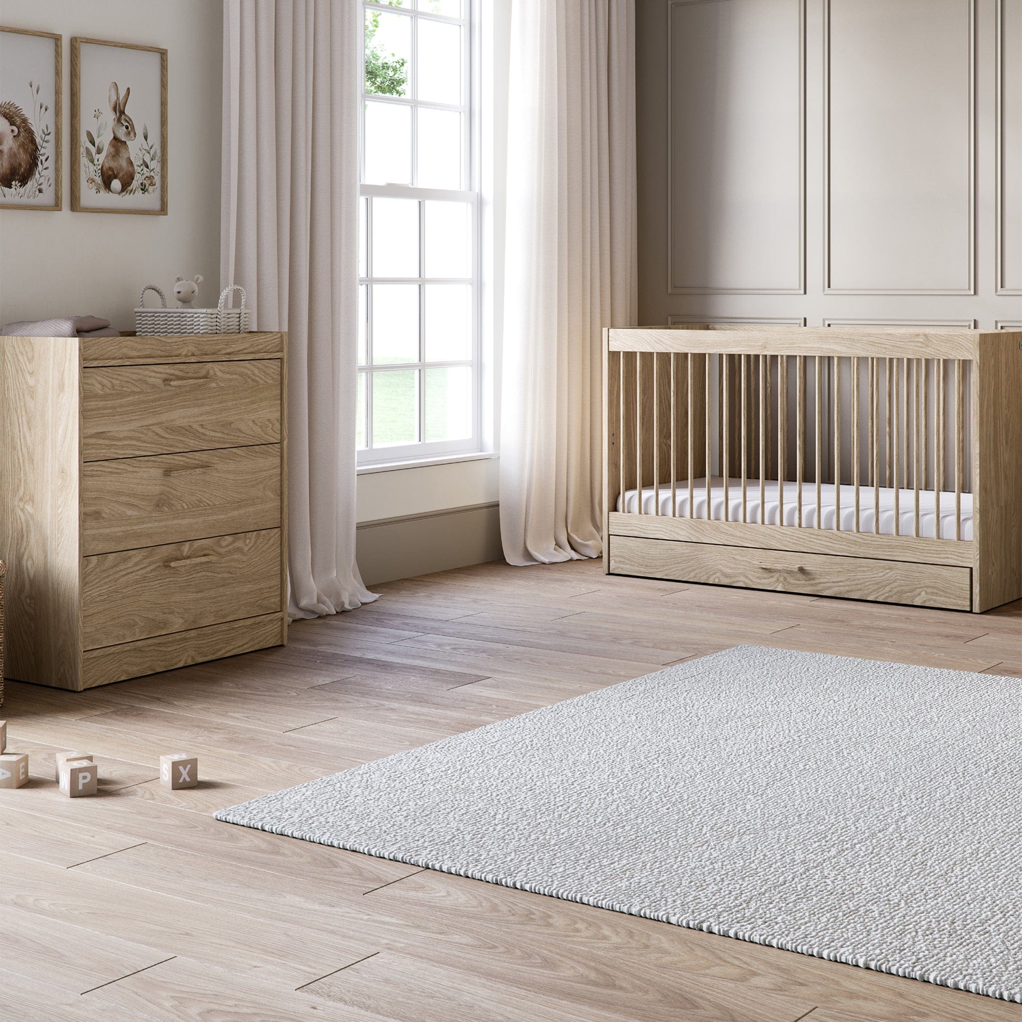 Silver Cross cot bed room sets Silver Cross Geneva 2 Piece Dresser Room Set - Oak