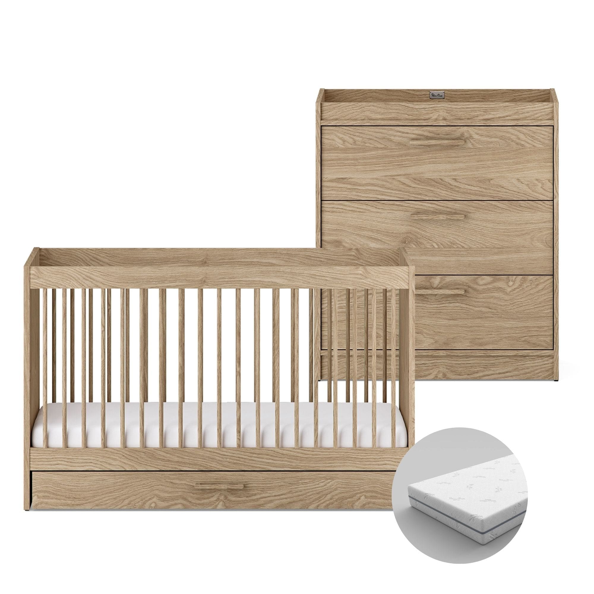 Silver Cross cot bed room sets Silver Cross Geneva 2 Piece Dresser Room Set - Oak 18924-GEN-3