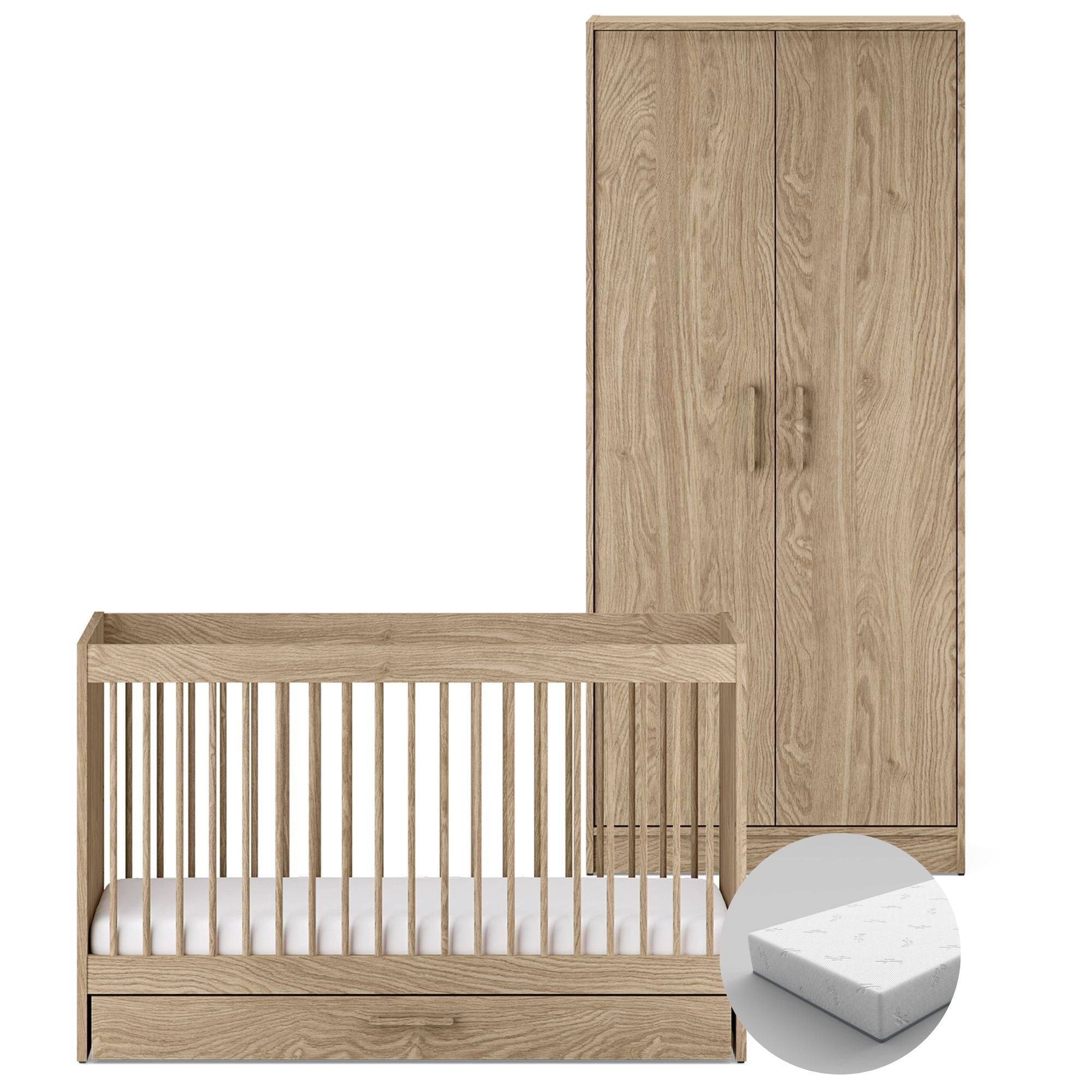 Silver Cross cot bed room sets Silver Cross Geneva 2 Piece Wardrobe Room Set - Oak 18925-GEN-2