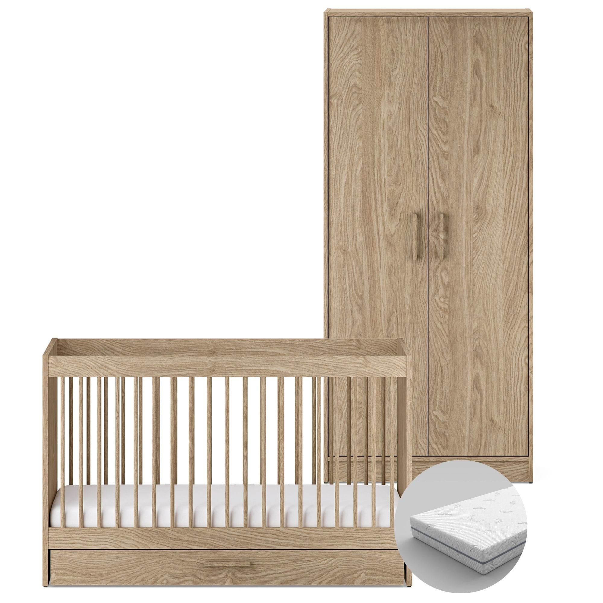 Silver Cross cot bed room sets Silver Cross Geneva 2 Piece Wardrobe Room Set - Oak 18925-GEN-3