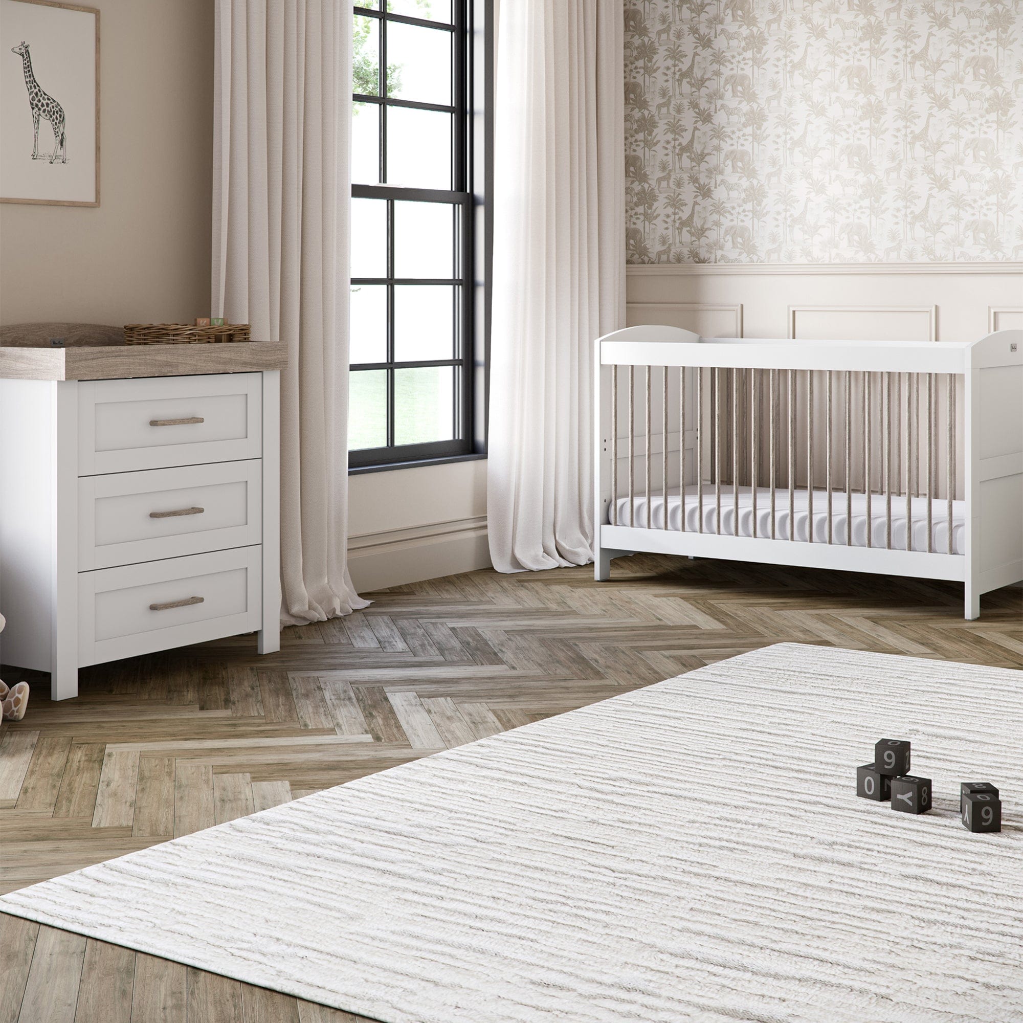 Silver Cross cot bed room sets Silver Cross Valencia 2 Piece Dresser Room Set - White Ash