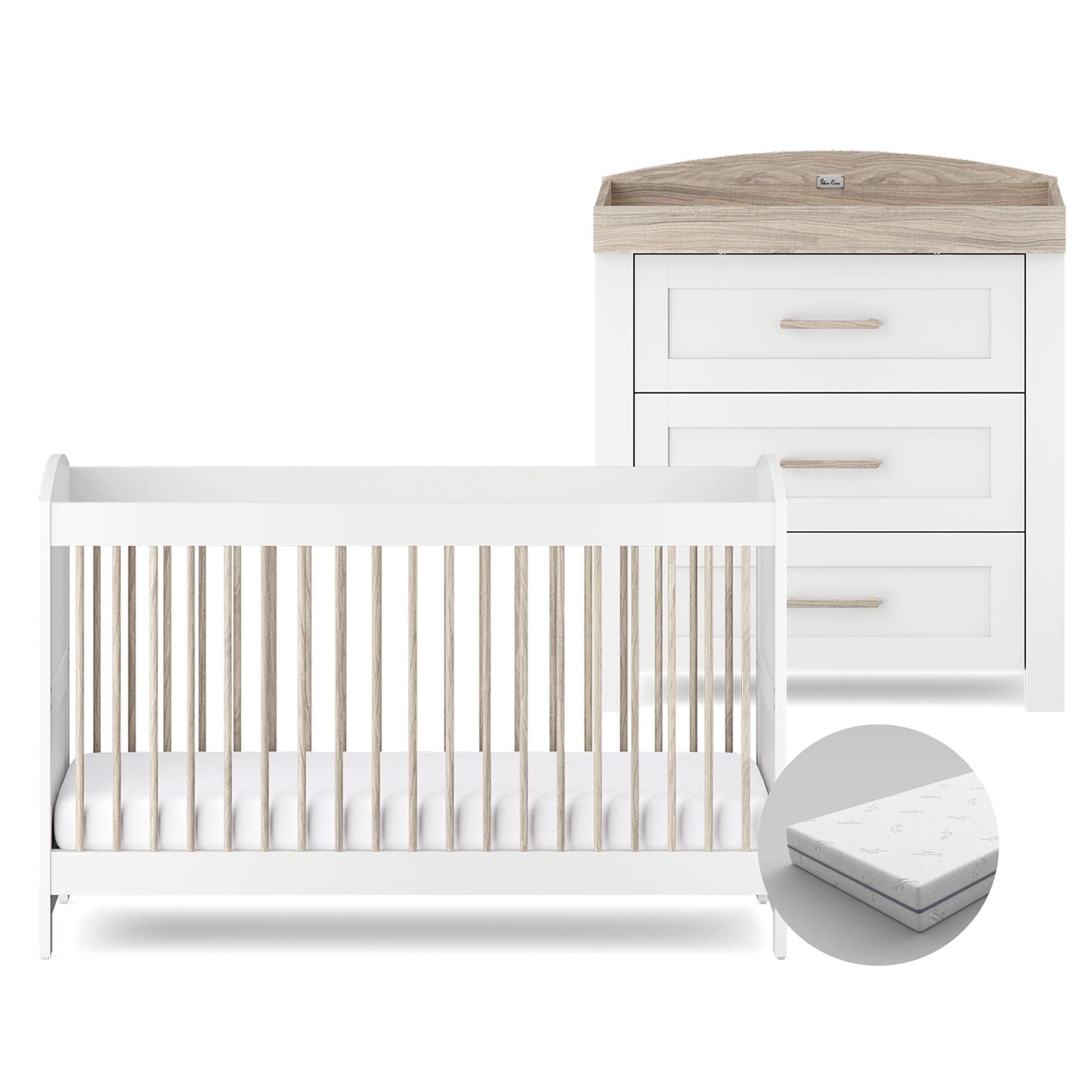 Silver Cross cot bed room sets Silver Cross Valencia 2 Piece Dresser Room Set - White Ash 18945-VAL-2