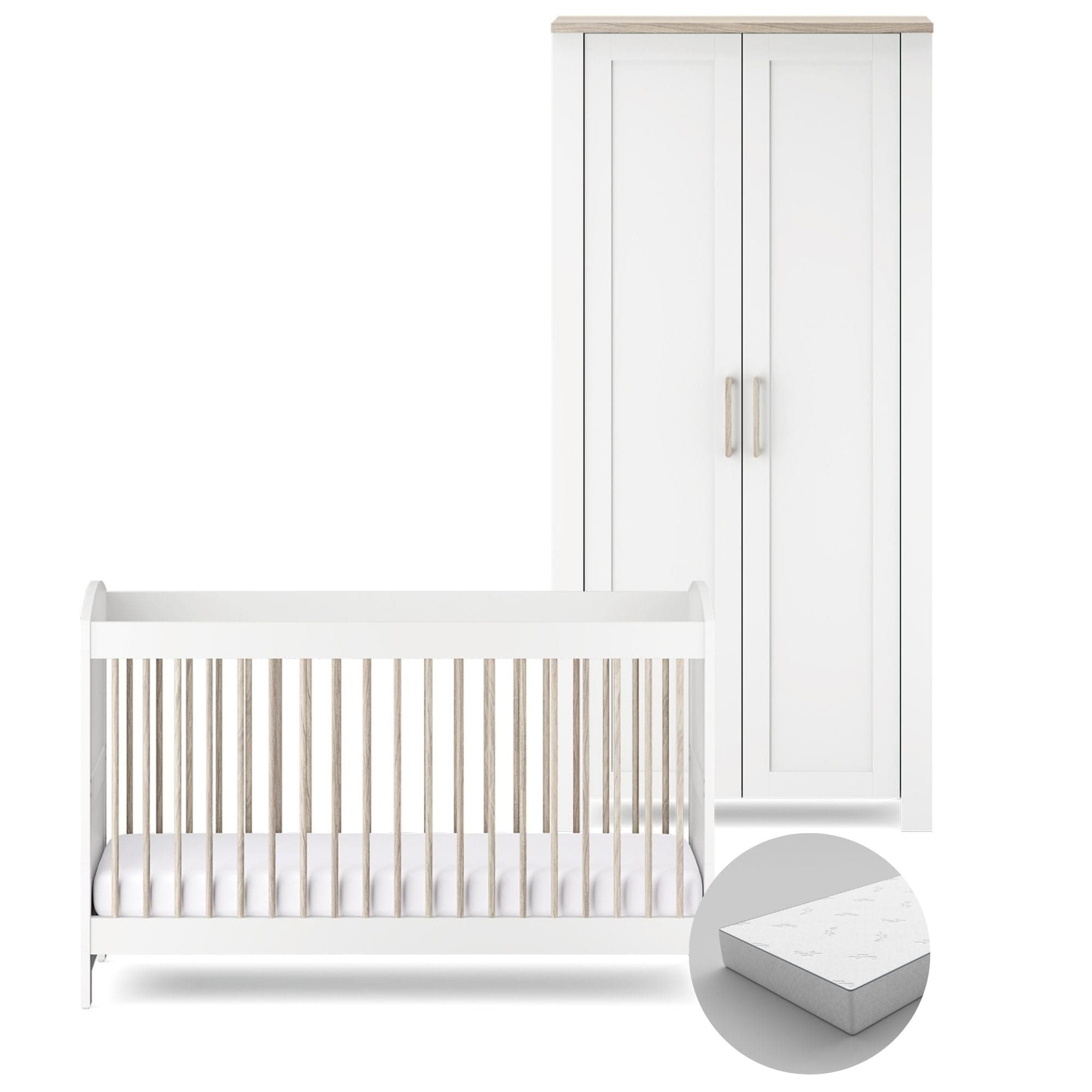Silver Cross cot bed room sets Silver Cross Valencia 2 Piece Wardrobe Room Set - White Ash 18949-VAL-3
