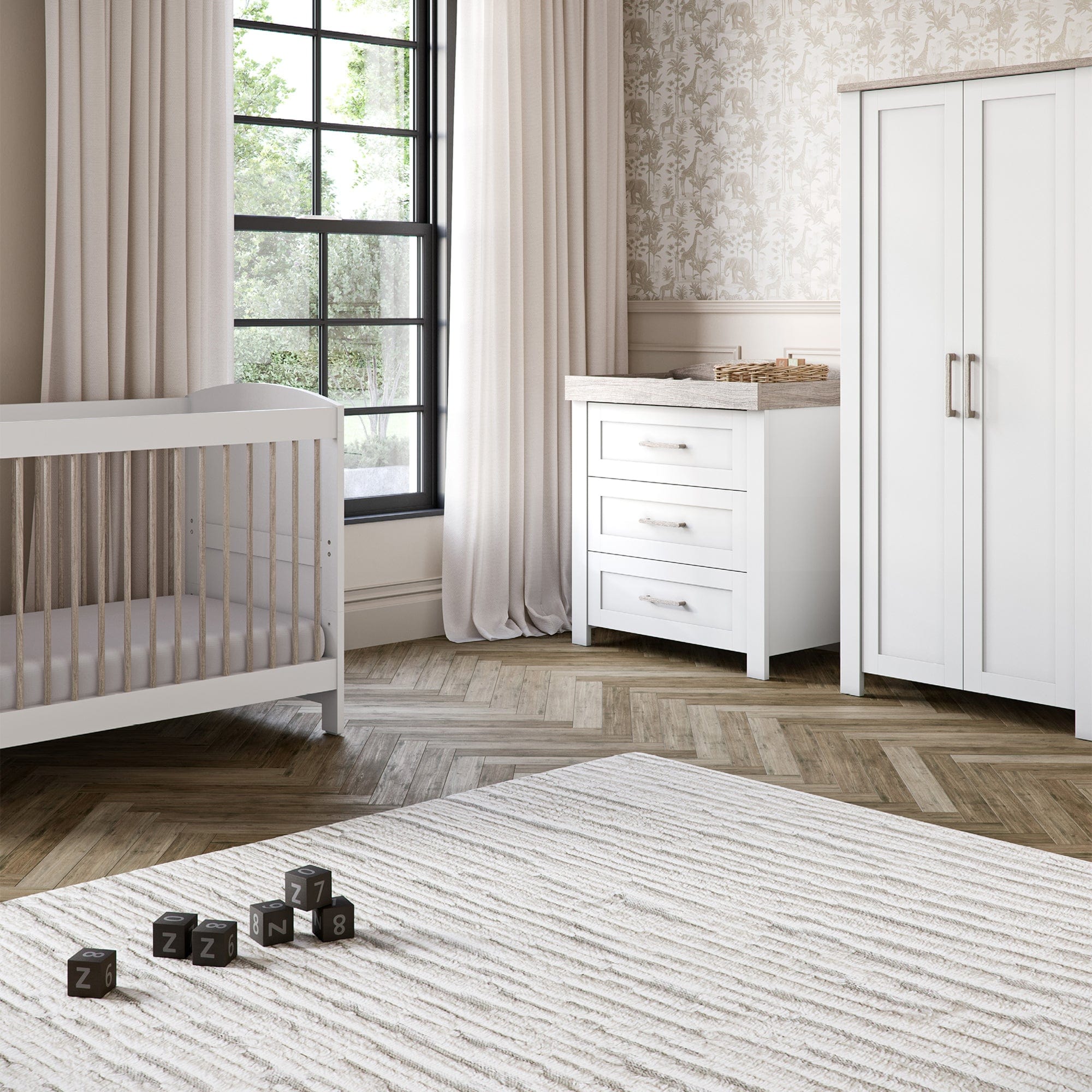 Silver Cross cot bed room sets Silver Cross Valencia 3 Piece Room Set - White Ash