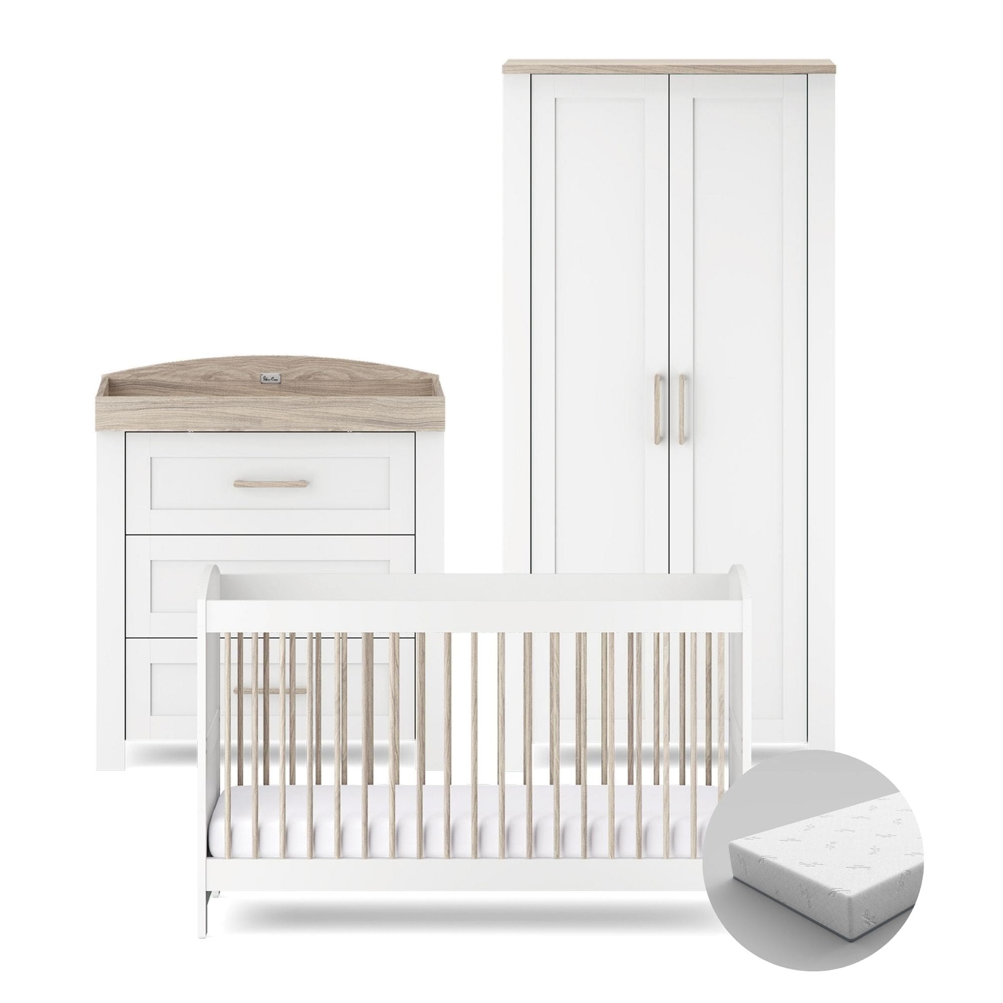 Silver Cross cot bed room sets Silver Cross Valencia 3 Piece Room Set - White Ash 18953-VAL-1
