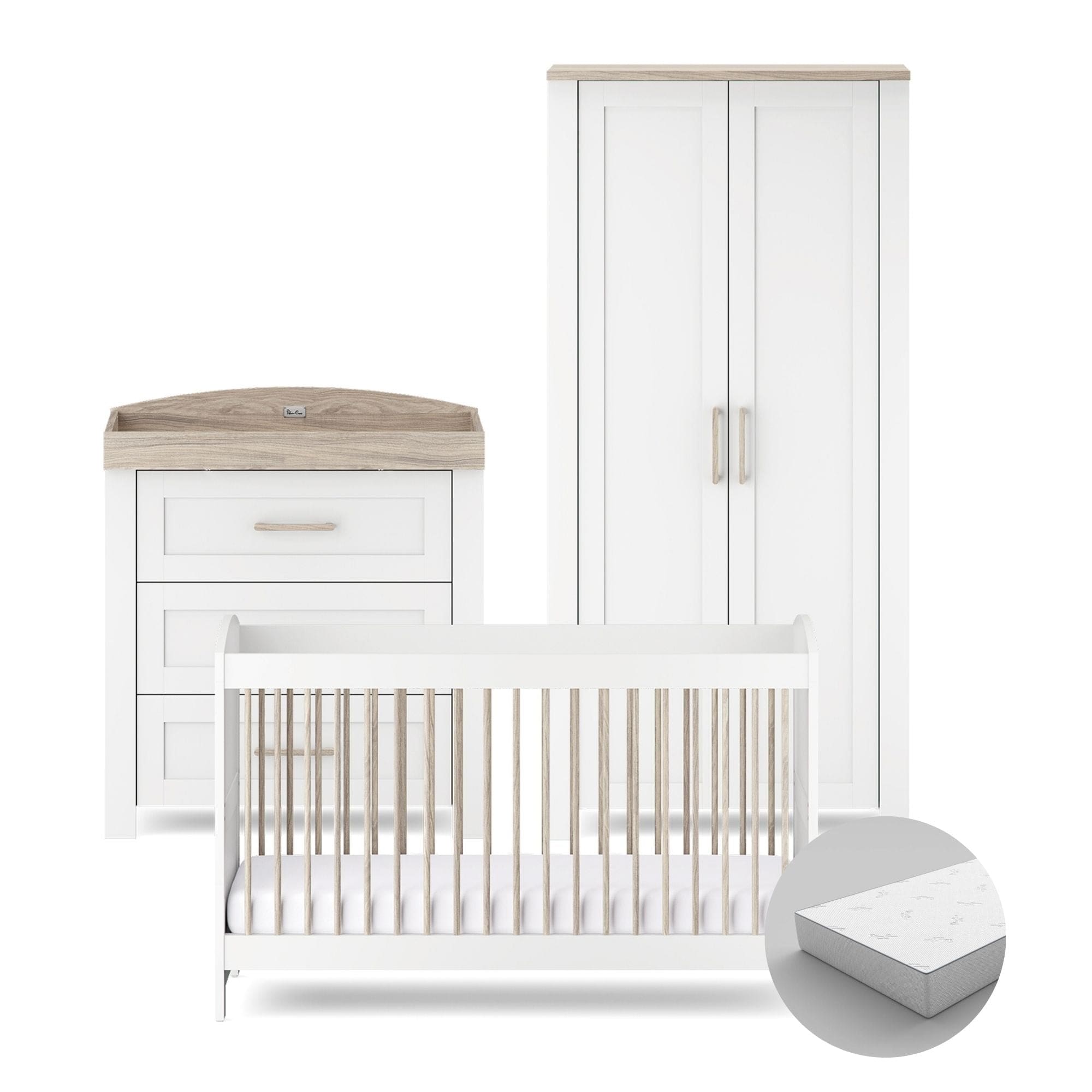 Silver Cross cot bed room sets Silver Cross Valencia 3 Piece Room Set - White Ash 18953-VAL-3