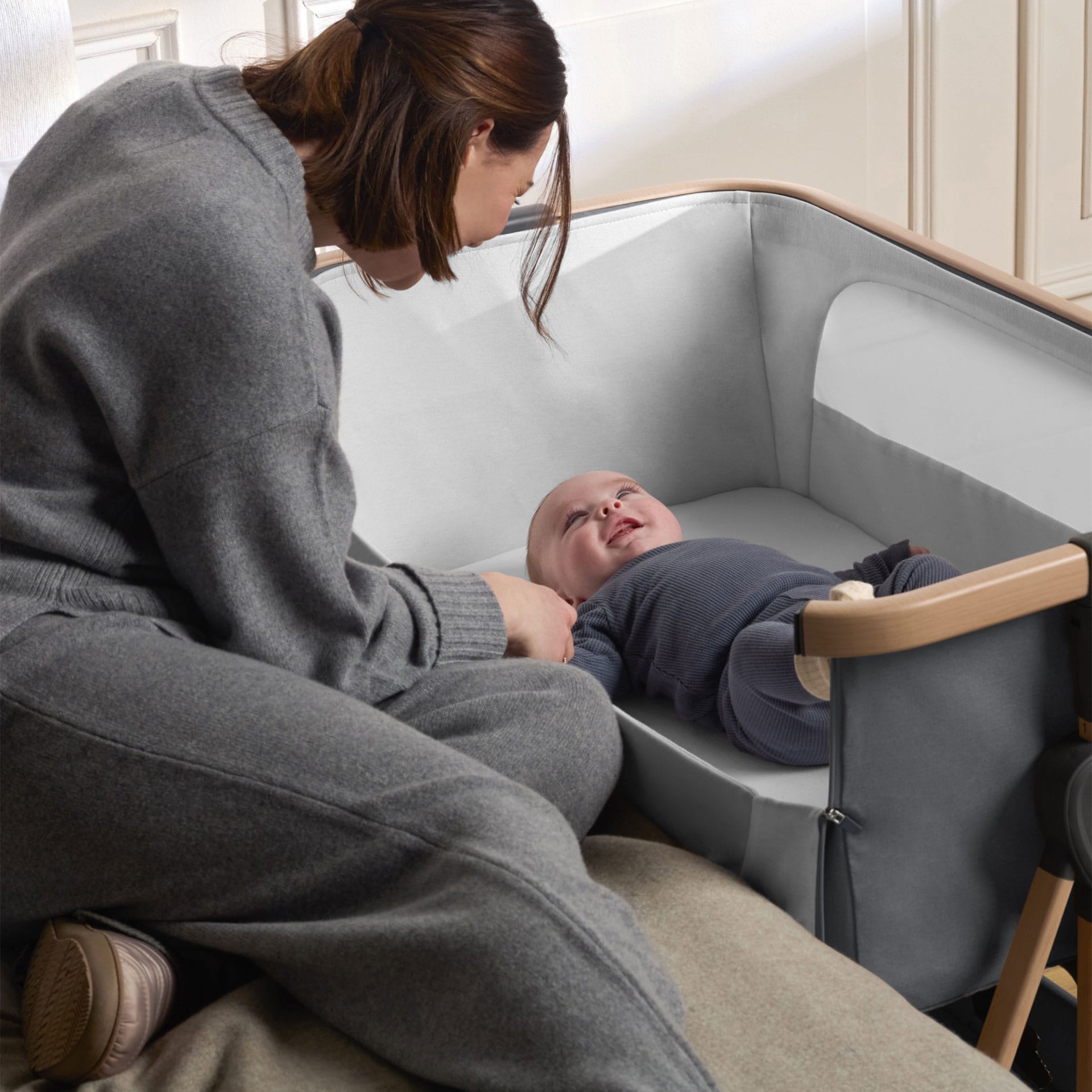 Silver Cross cribs Silver Cross Lunar Bedside Crib - Whisper Grey SX8172.WG