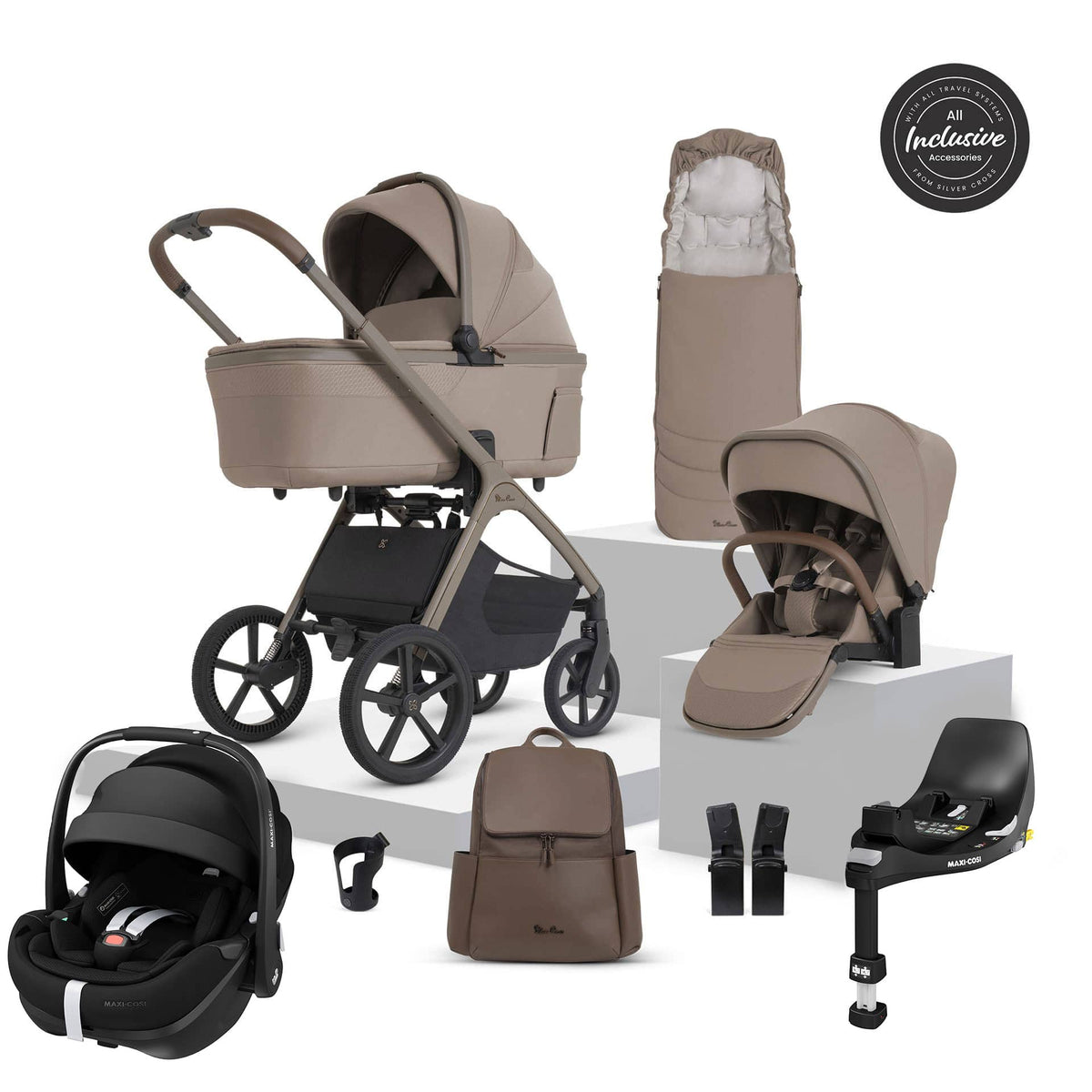 Silver Cross travel systems Silver Cross Cove 2 Maxi-Cosi Travel System - Champagne 23121-CHA-2