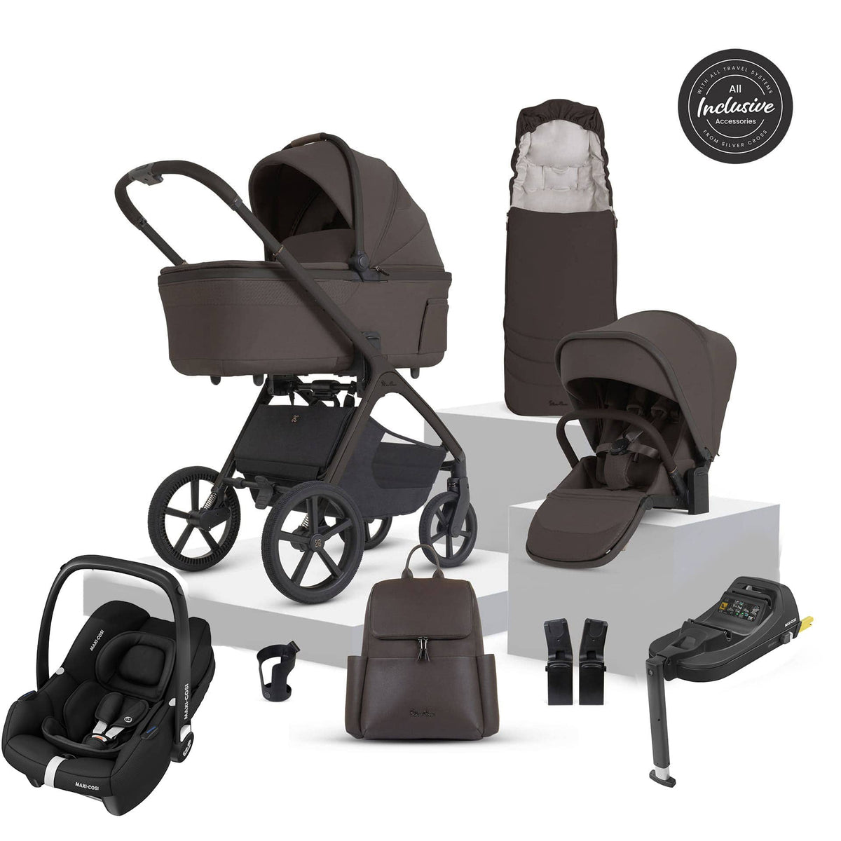 Silver Cross travel systems Silver Cross Cove 2 Maxi-Cosi Travel System - Chocolate 23121-CHO-1
