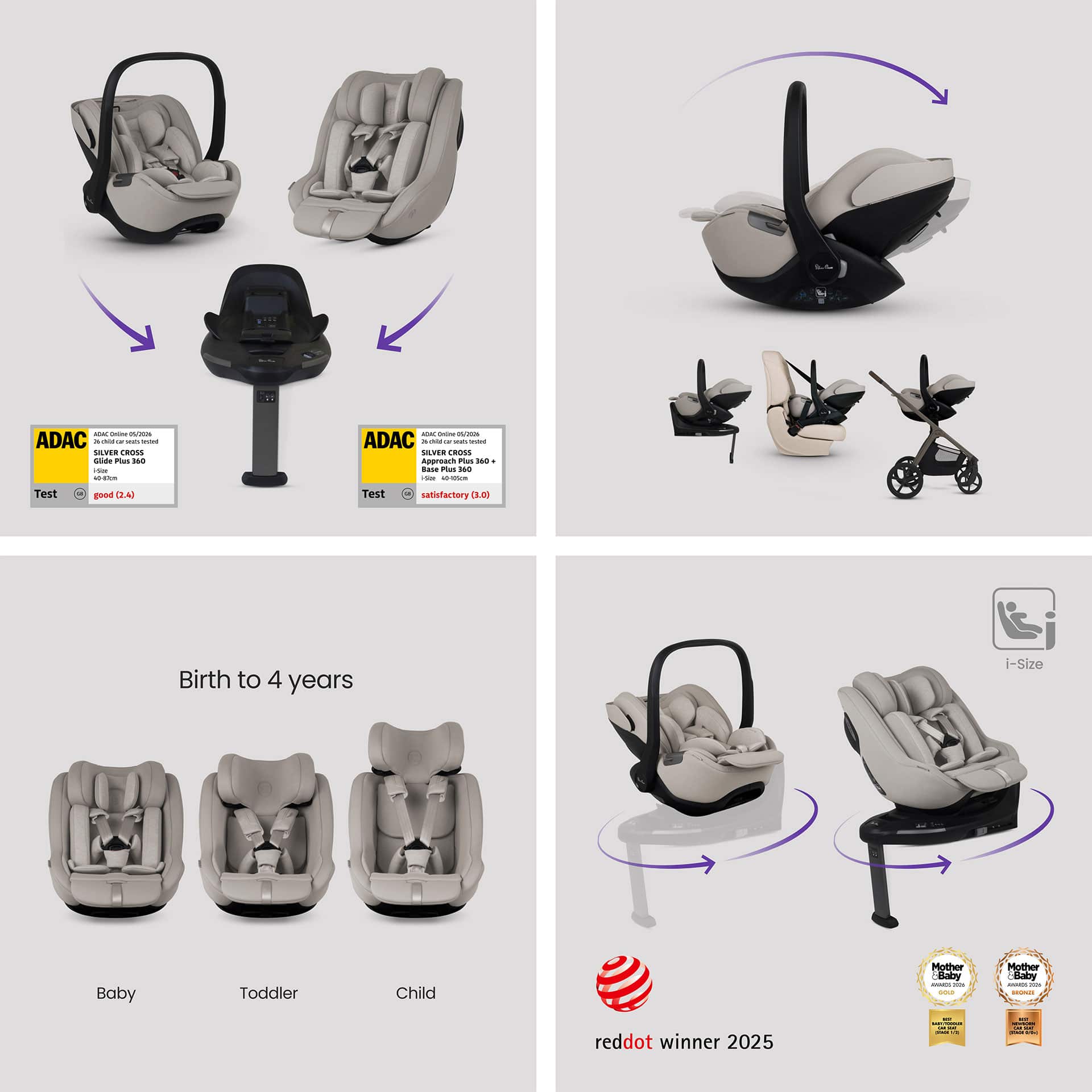 Silver Cross travel systems Silver Cross Cove 2 Ultimate 360 Family Bundle - Pewter