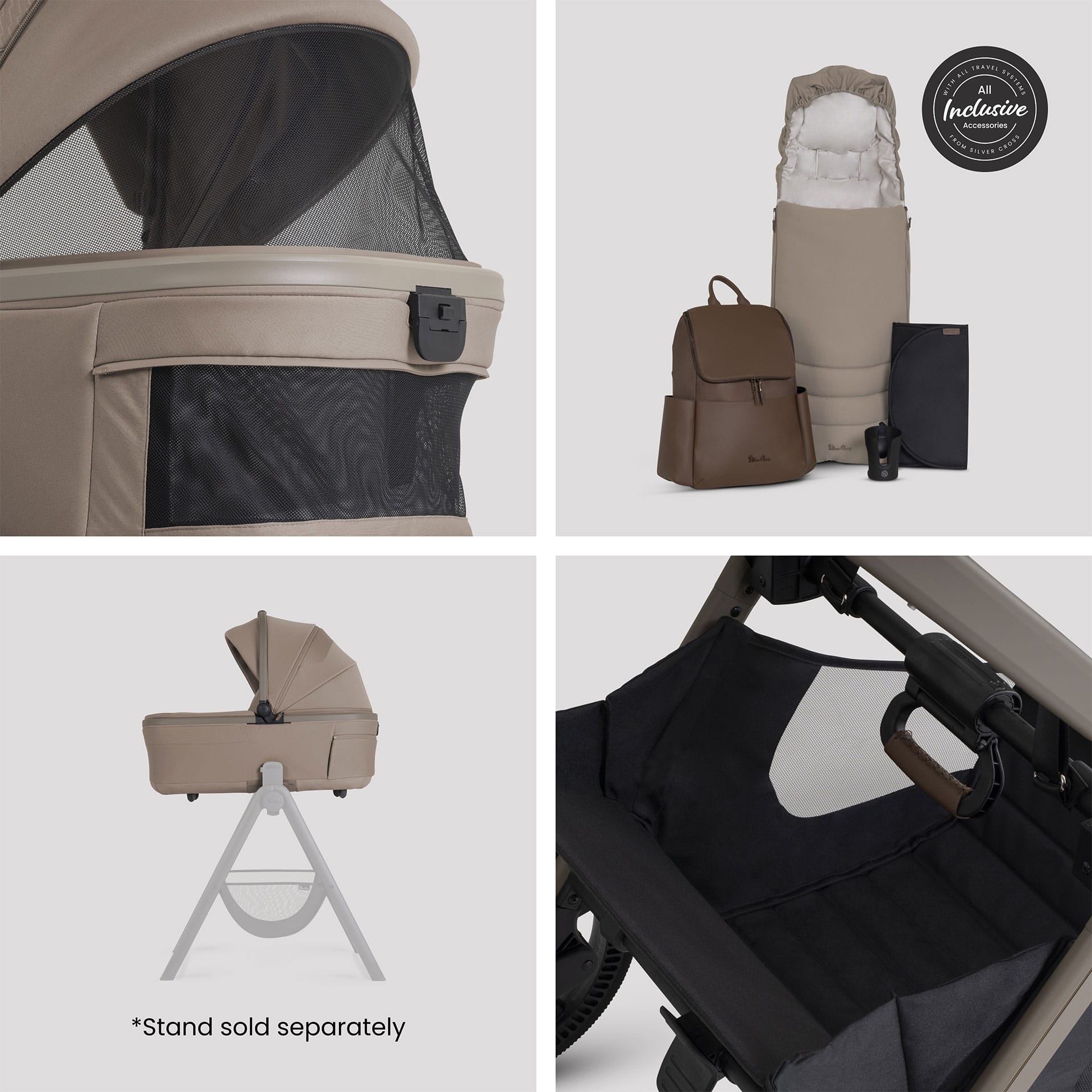 Silver Cross travel systems Silver Cross Cove Ultimate 360 Infant Carrier Bundle - Champagne