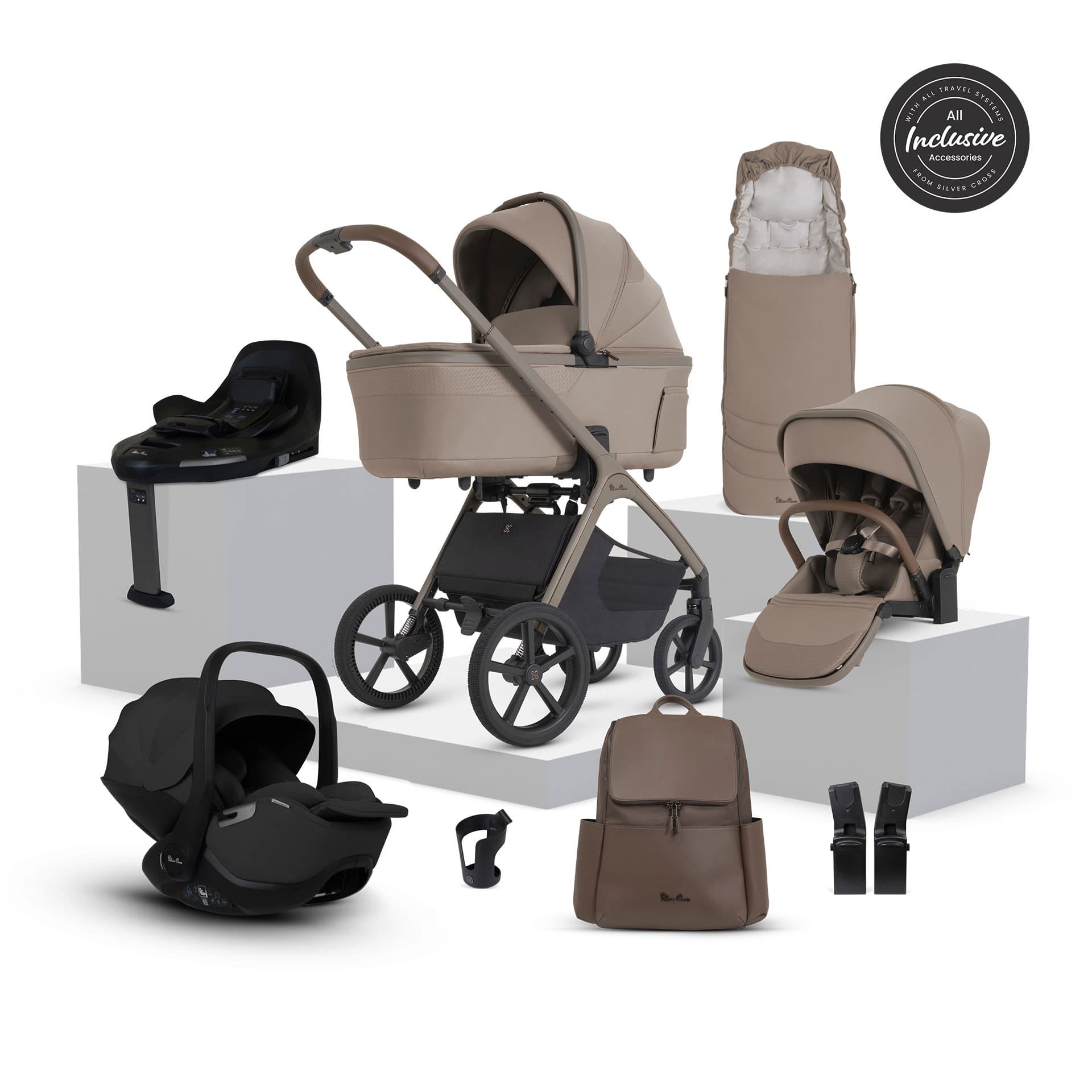 Silver Cross travel systems Silver Cross Cove Ultimate 360 Infant Carrier Bundle - Champagne