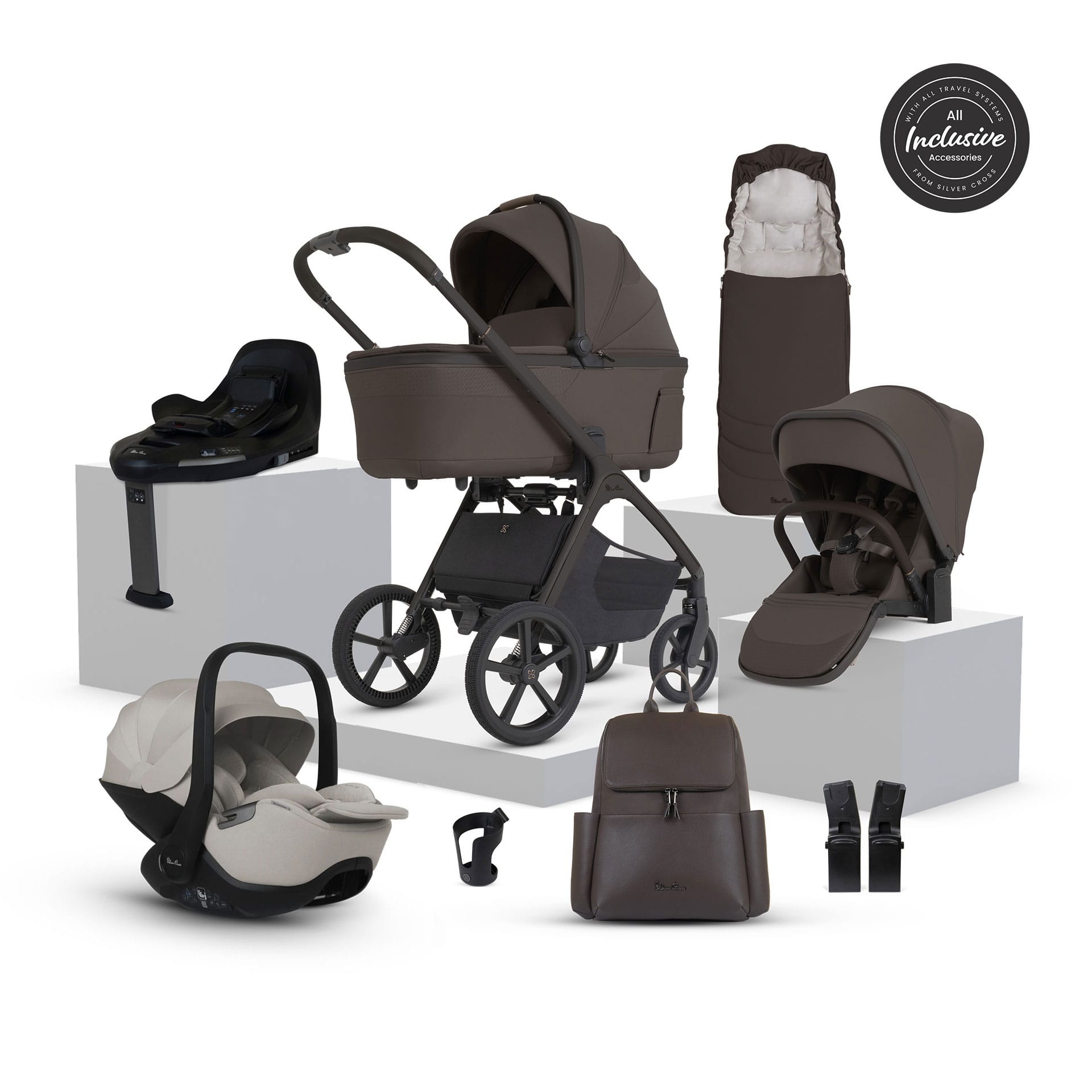 Silver Cross travel systems Silver Cross Cove Ultimate 360 Infant Carrier Bundle - Chocolate