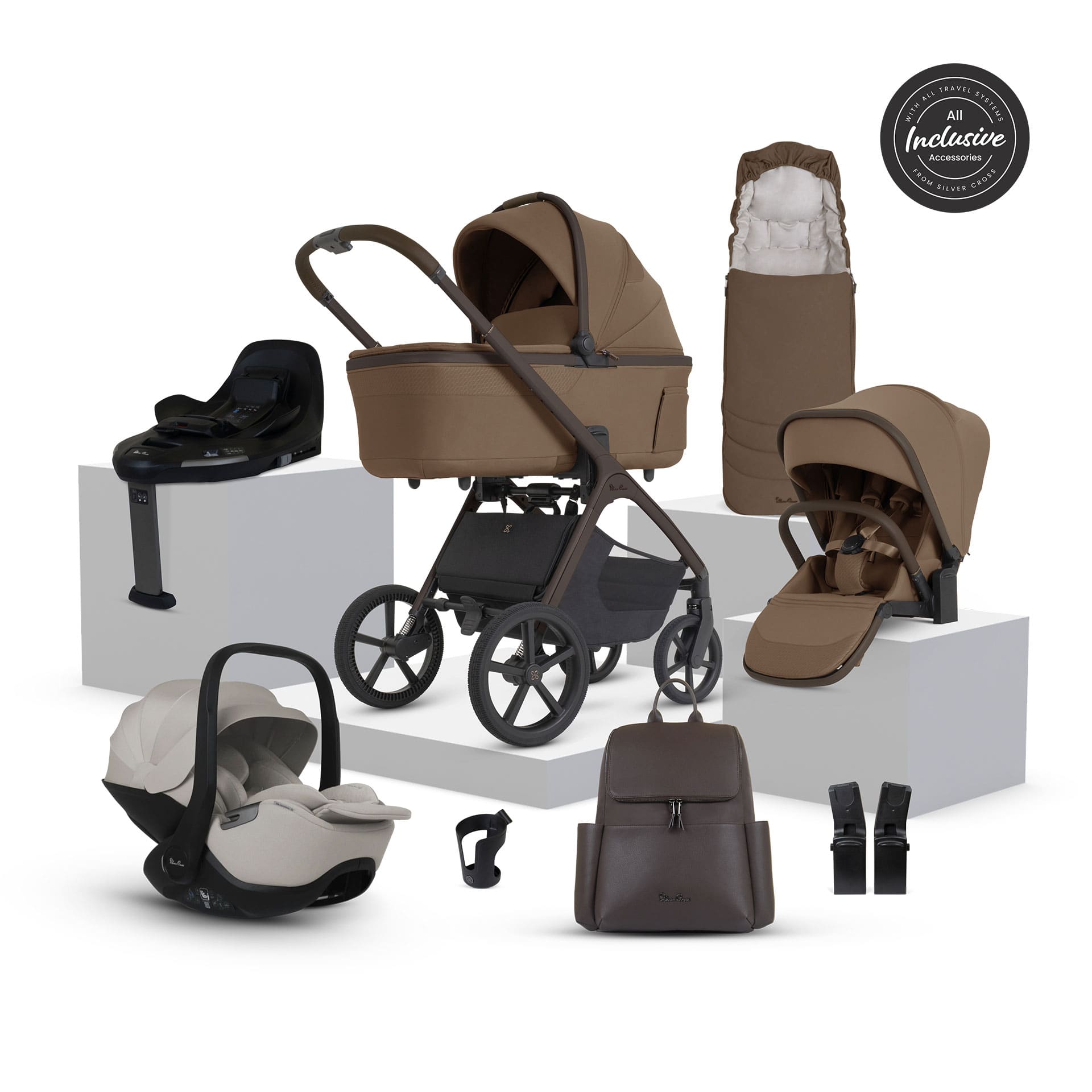 Silver Cross travel systems Silver Cross Cove Ultimate 360 Infant Carrier Bundle - Maple