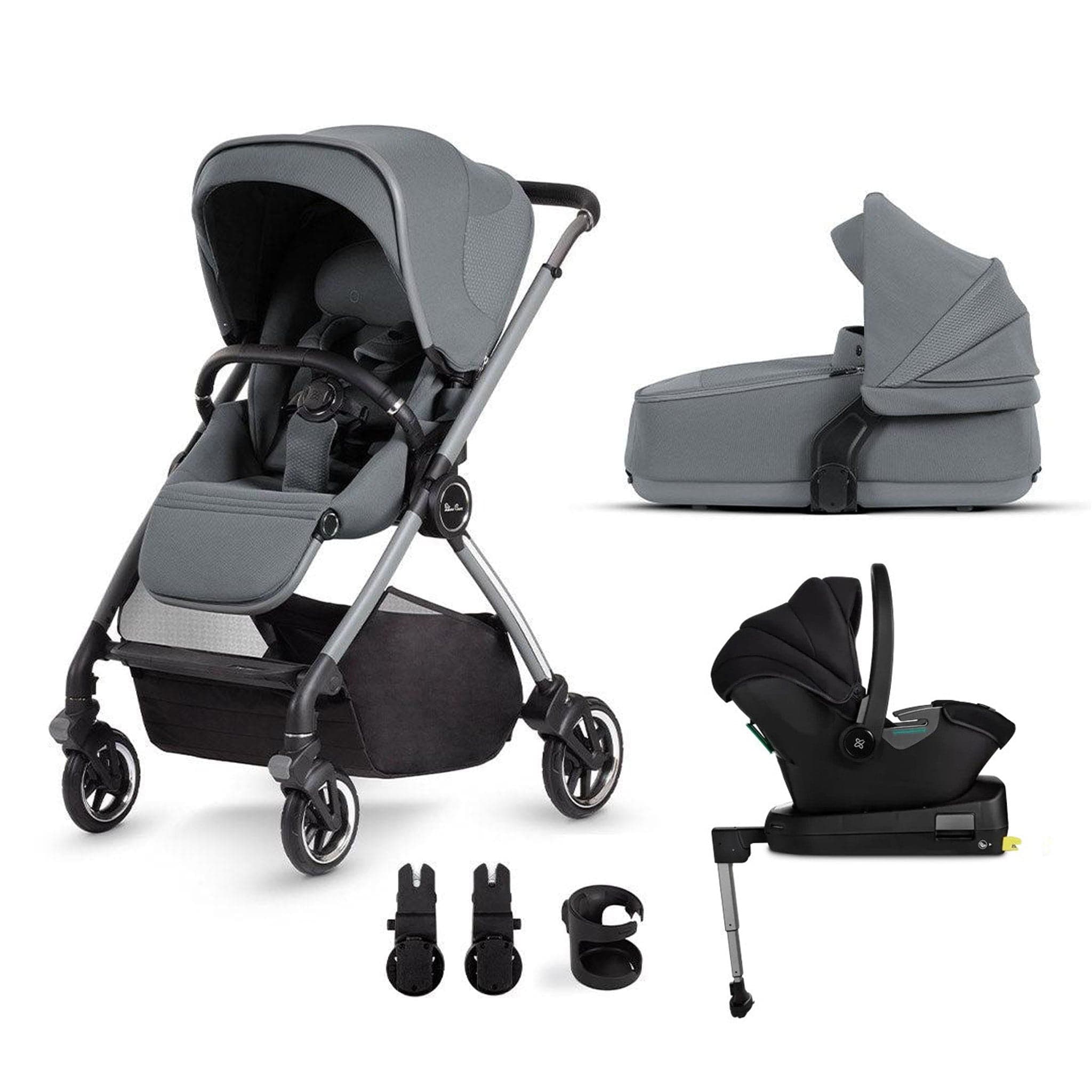 Silver Cross travel systems Silver Cross Dune + Travel Pack with Compact Folding Carrycot - Glacier KTDT.GL3