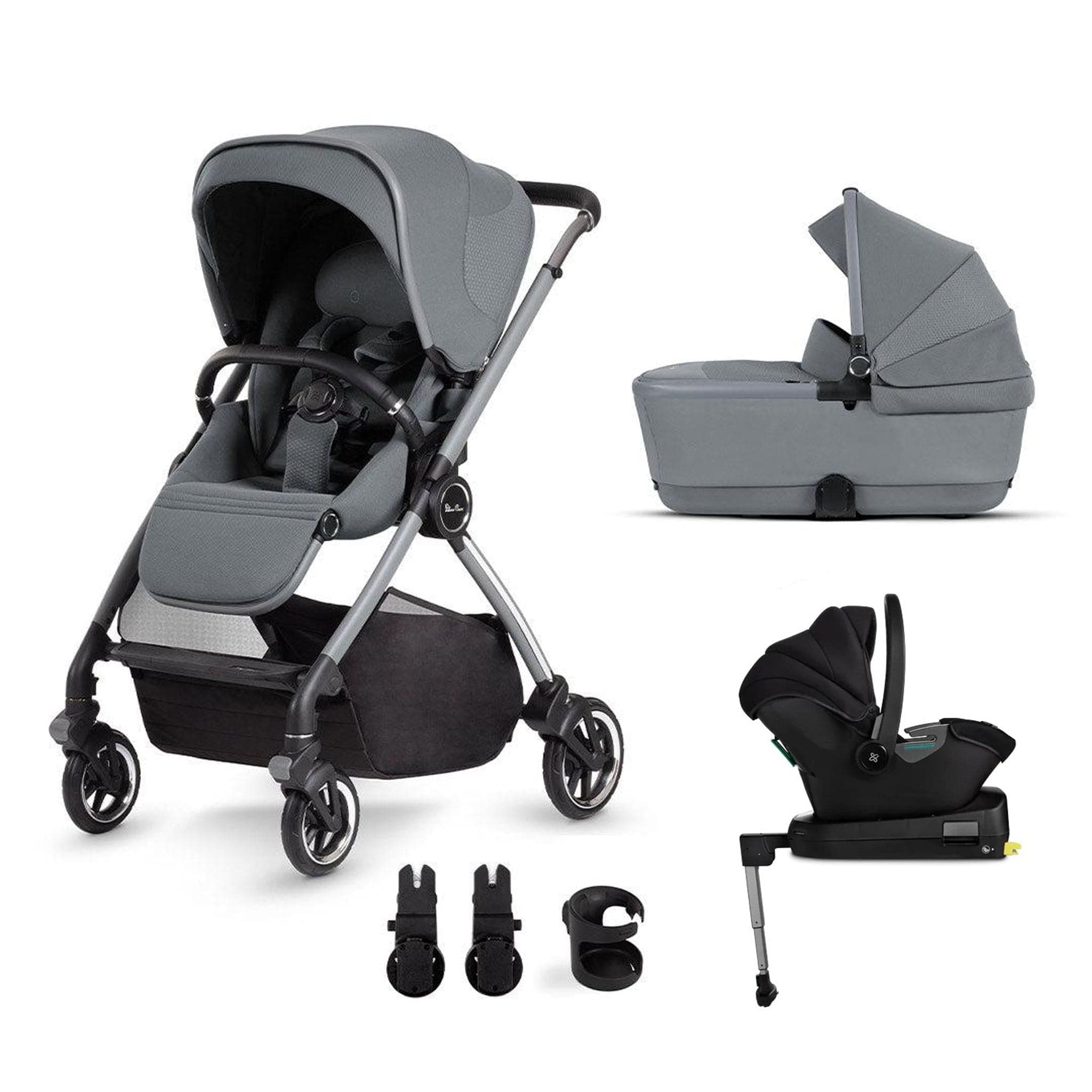 Silver Cross travel systems Silver Cross Dune + Travel Pack with First Bed Folding Carrycot - Glacier KTDT.GL4