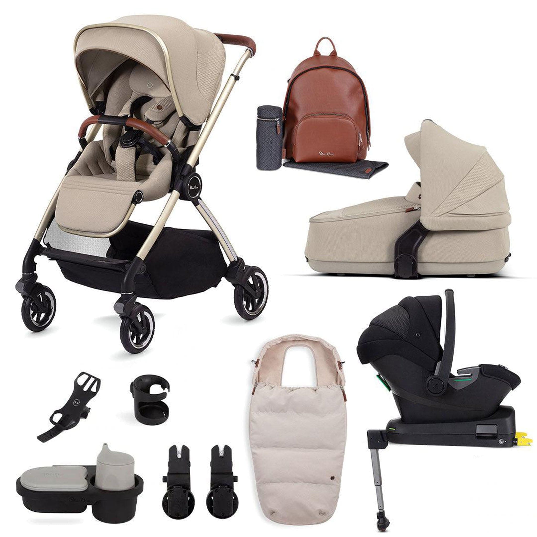 Silver Cross travel systems Silver Cross Dune + Ultimate Pack with Folding Carrycot - Stone KTDU.ST3