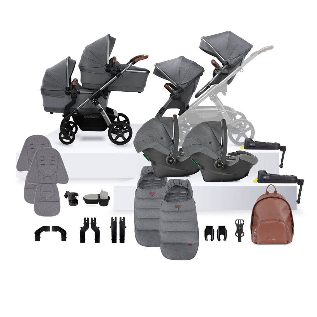 Silver Cross travel systems Silver Cross Wave 3 Twin Travel System - Lunar 19144-TWN-LUN