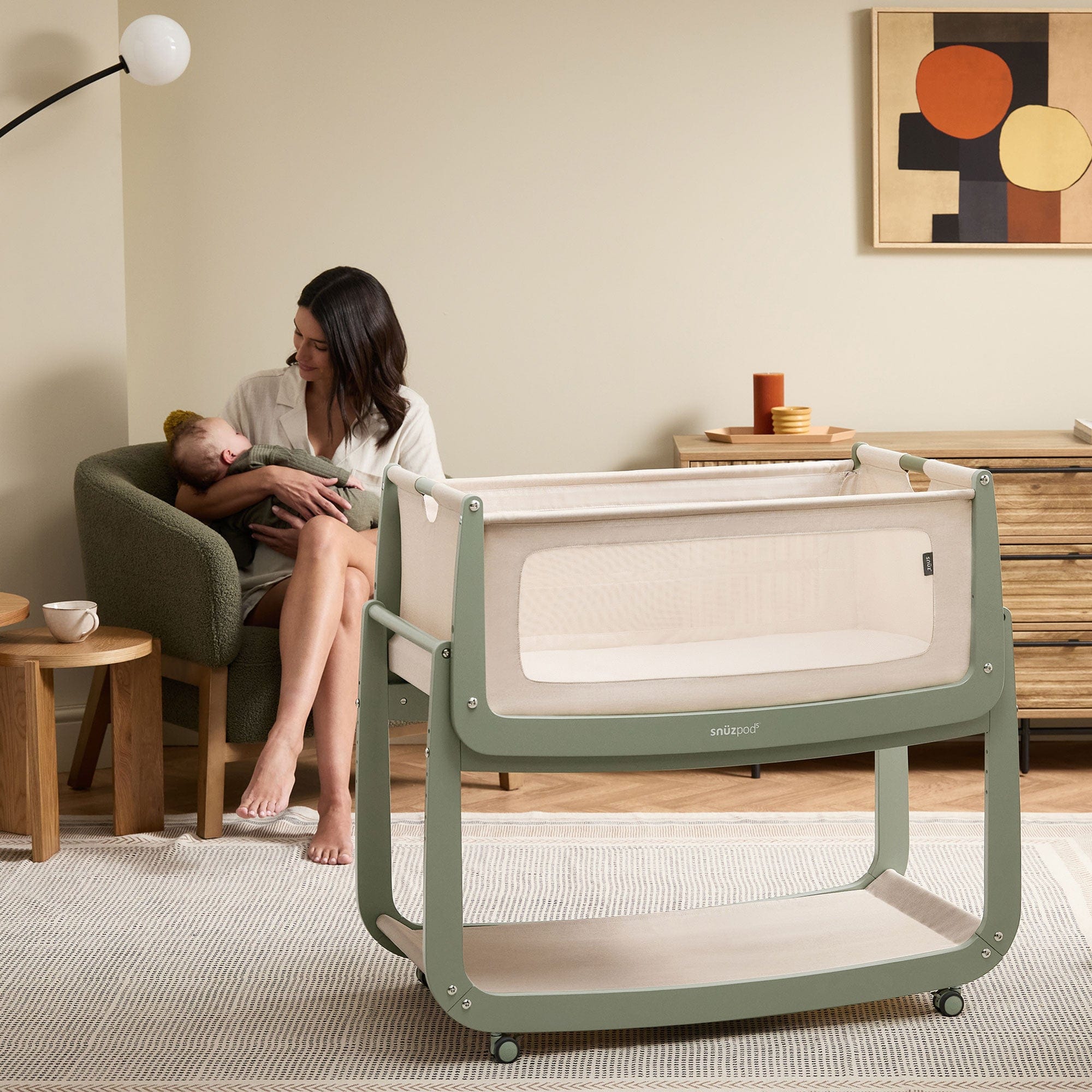 SnuzPod cribs SnüzPod 5 Bedside Crib - Sage